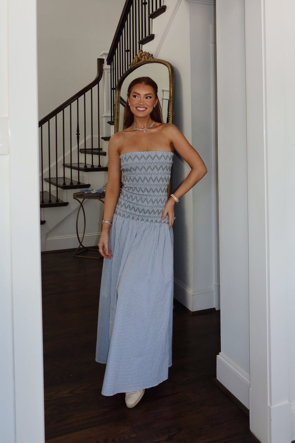 Brandi Plaid Smocked Maxi Dress
