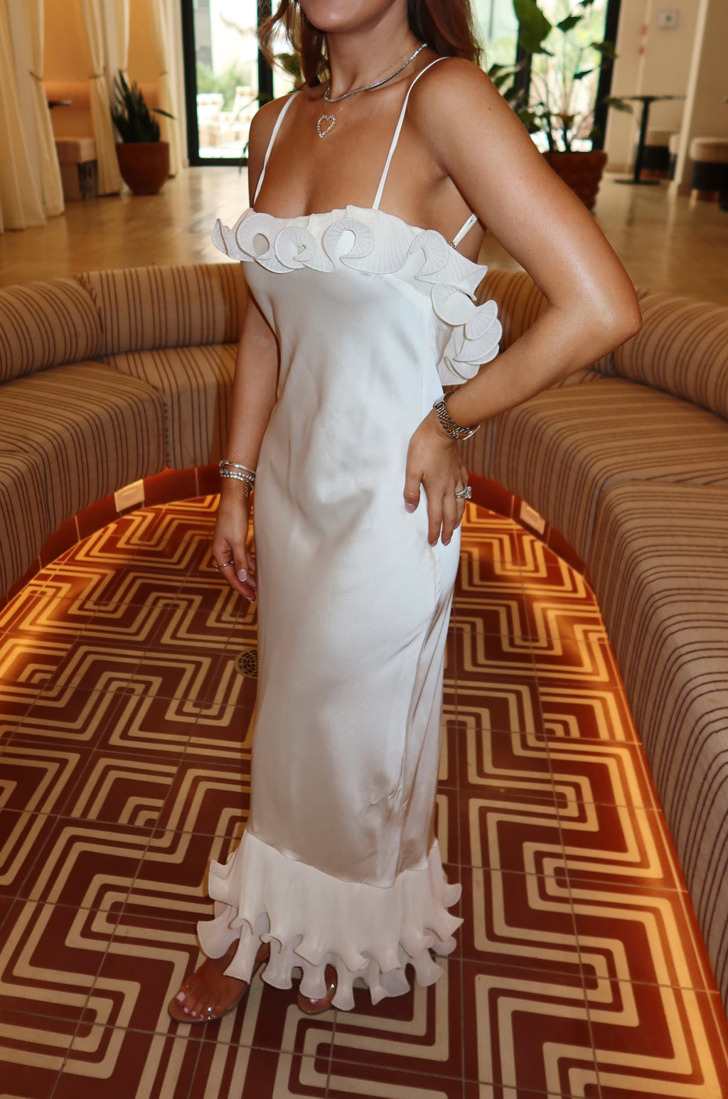 Swan Tiered Ruffle Long Dress