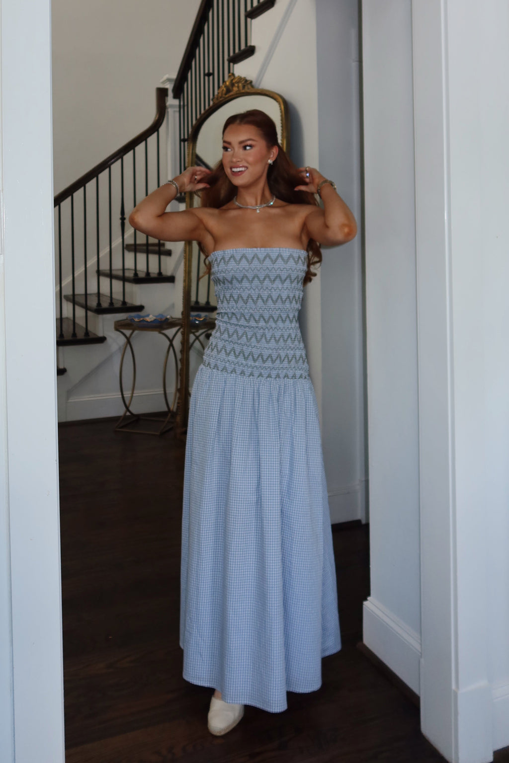 Brandi Plaid Smocked Maxi Dress