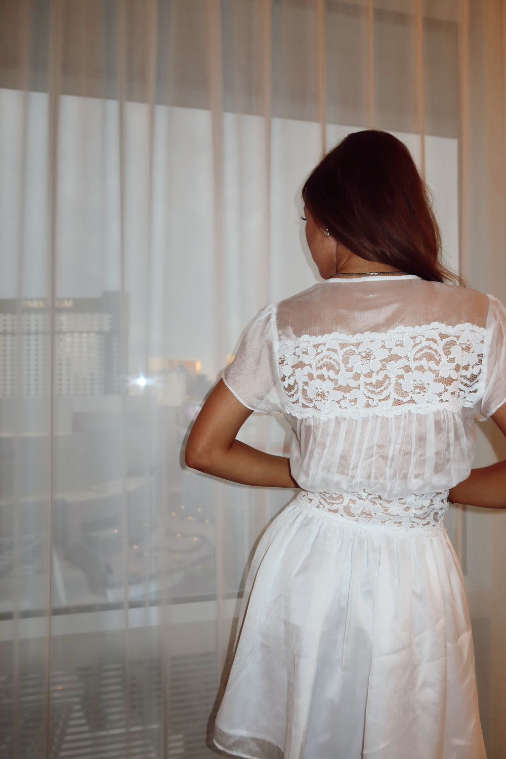 Bridal Suite Lace Trim Mini Dress