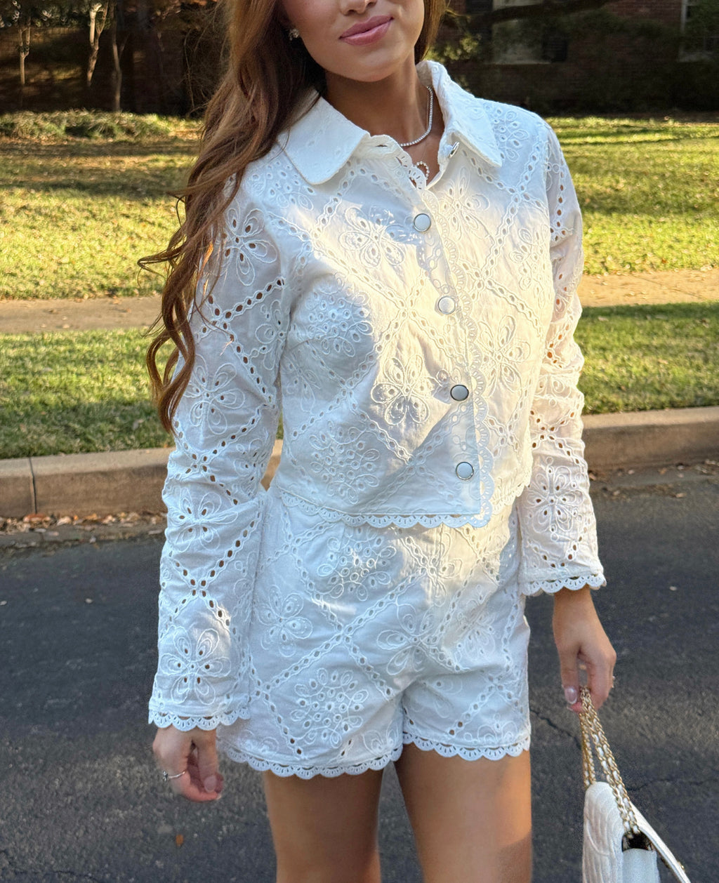 Elise Eyelet Jacket & Shorts Set