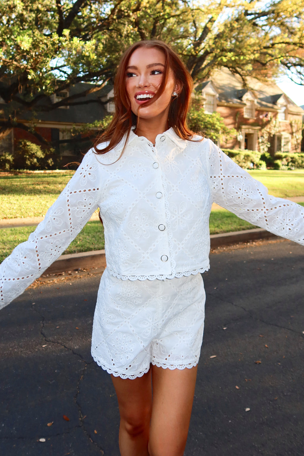 Elise Eyelet Jacket & Shorts Set