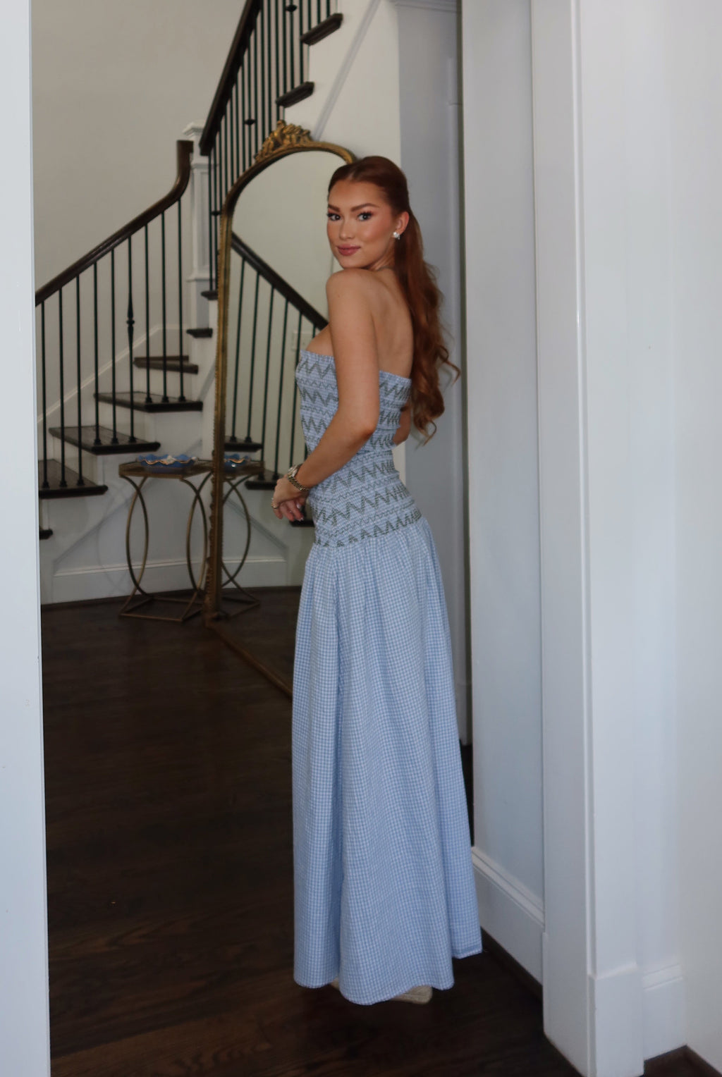 Brandi Plaid Smocked Maxi Dress
