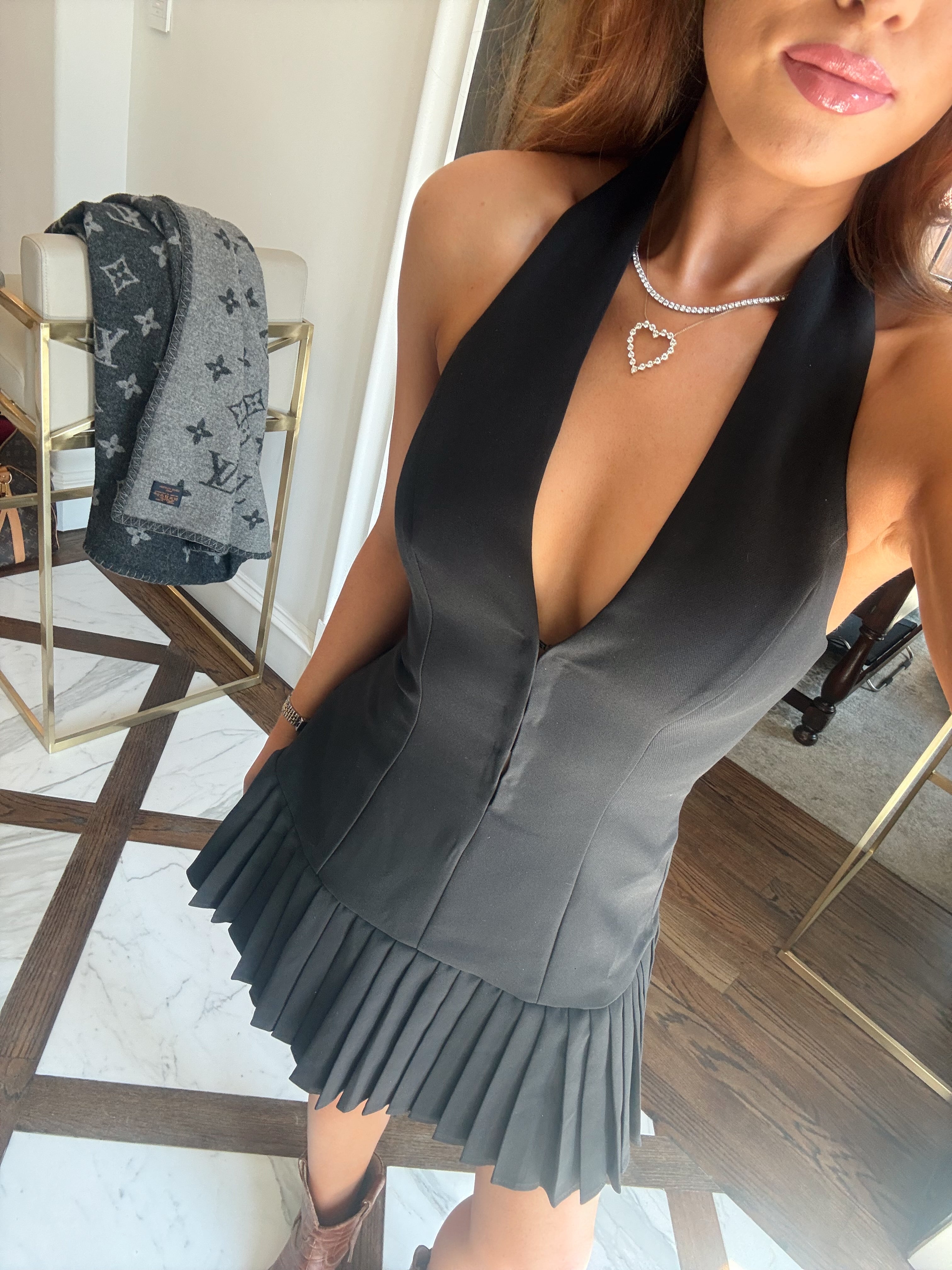 The Belmont Pleated Hem Halter Dress