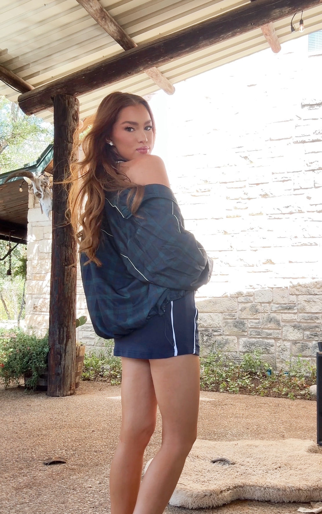 Danielle Plaid Full Zip Windbreaker Jacket