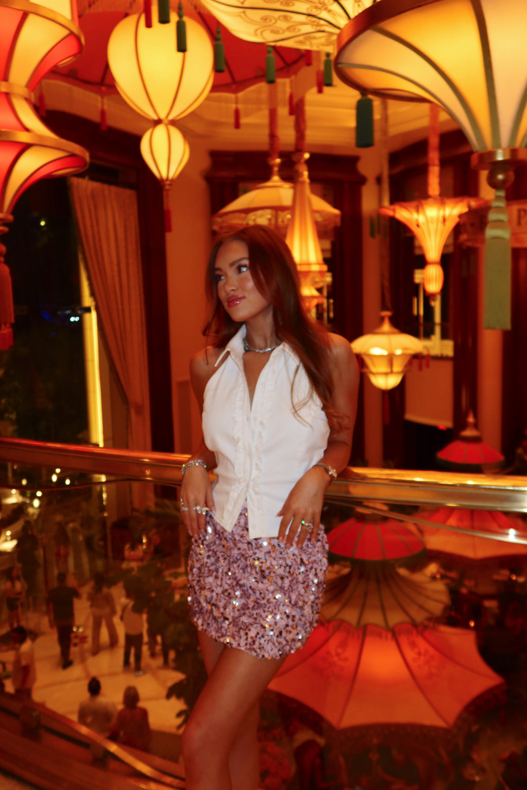 Chandelier Sequin Beaded Skirt - Baby Pink