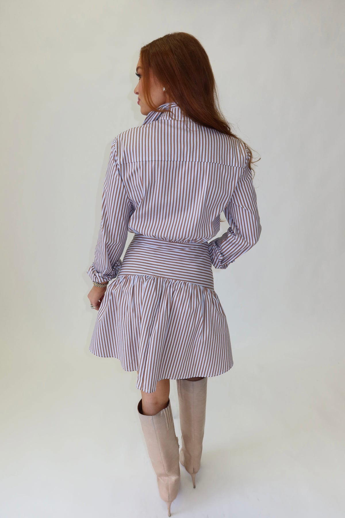 Phillips Brown & Blue Stripe Drop Waist Dress