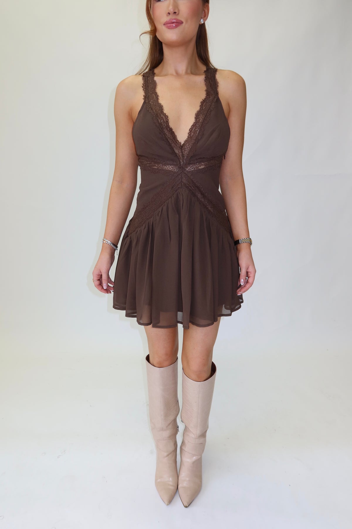 Lucy Lace Trim Mini Dress