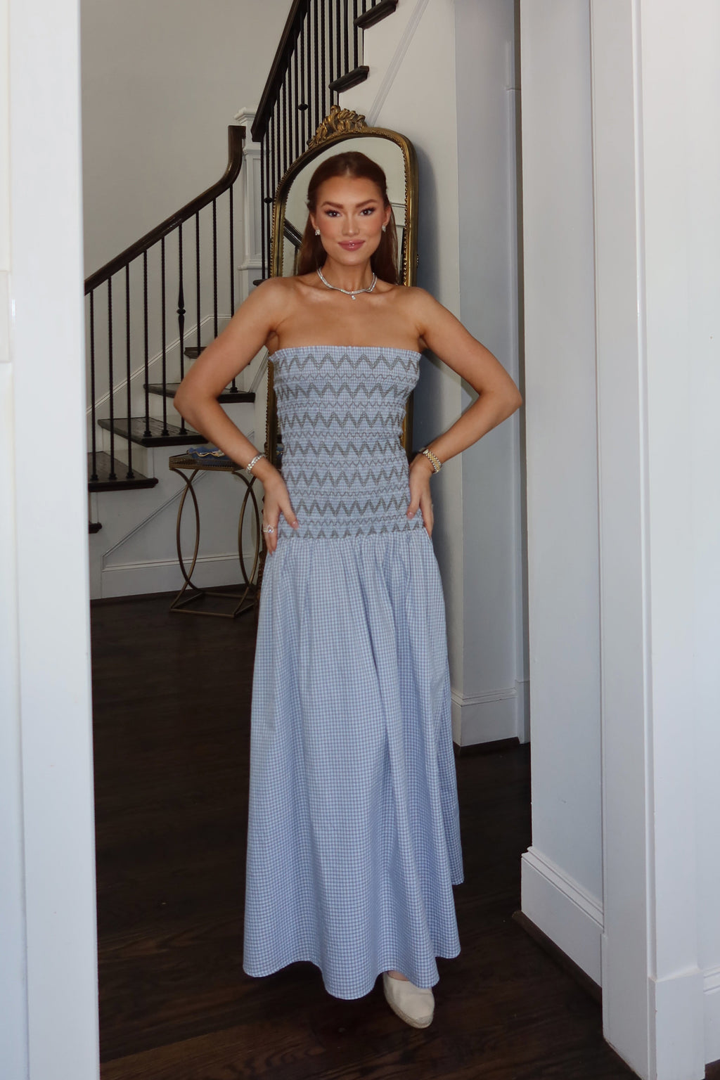 Brandi Plaid Smocked Maxi Dress