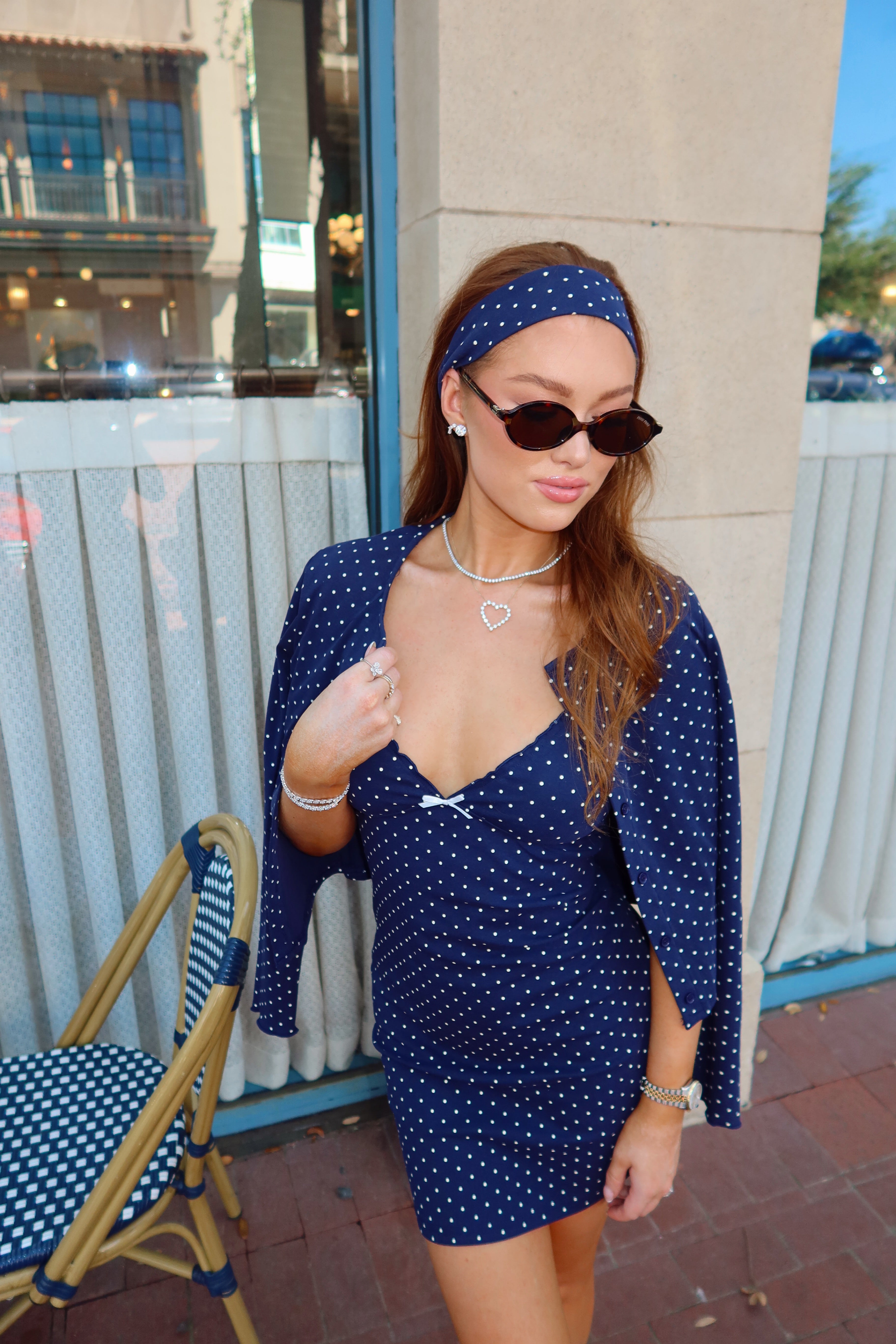 Paige Polka Dot Cardigan + Headband