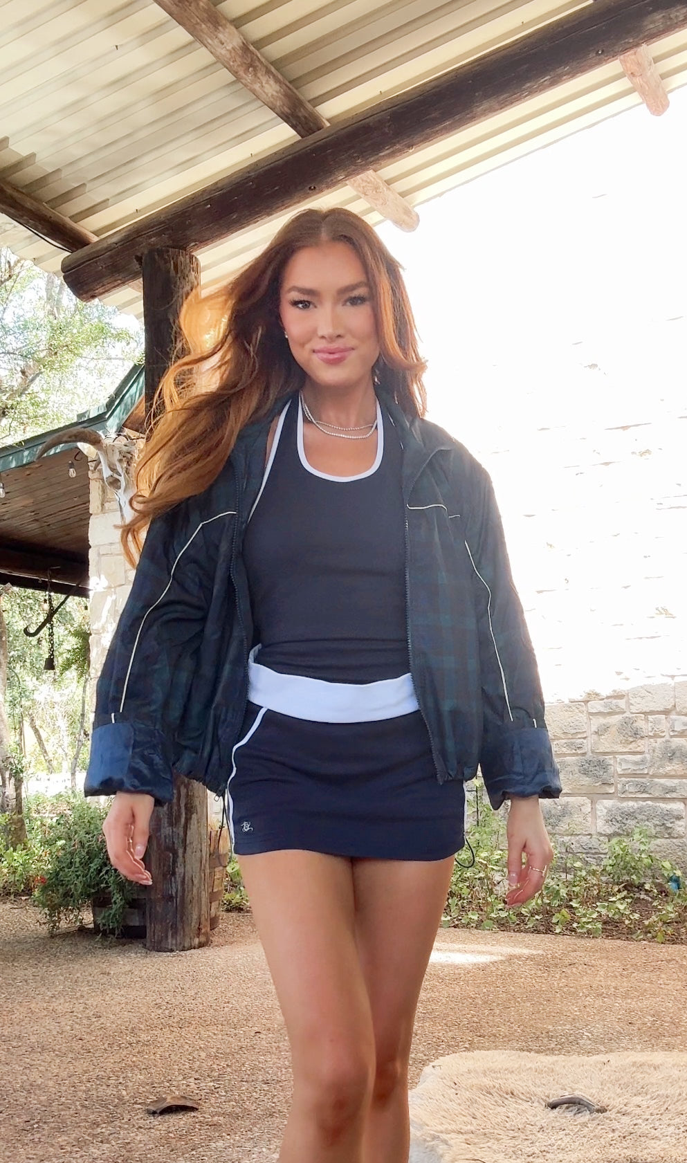 Danielle Plaid Full Zip Windbreaker Jacket