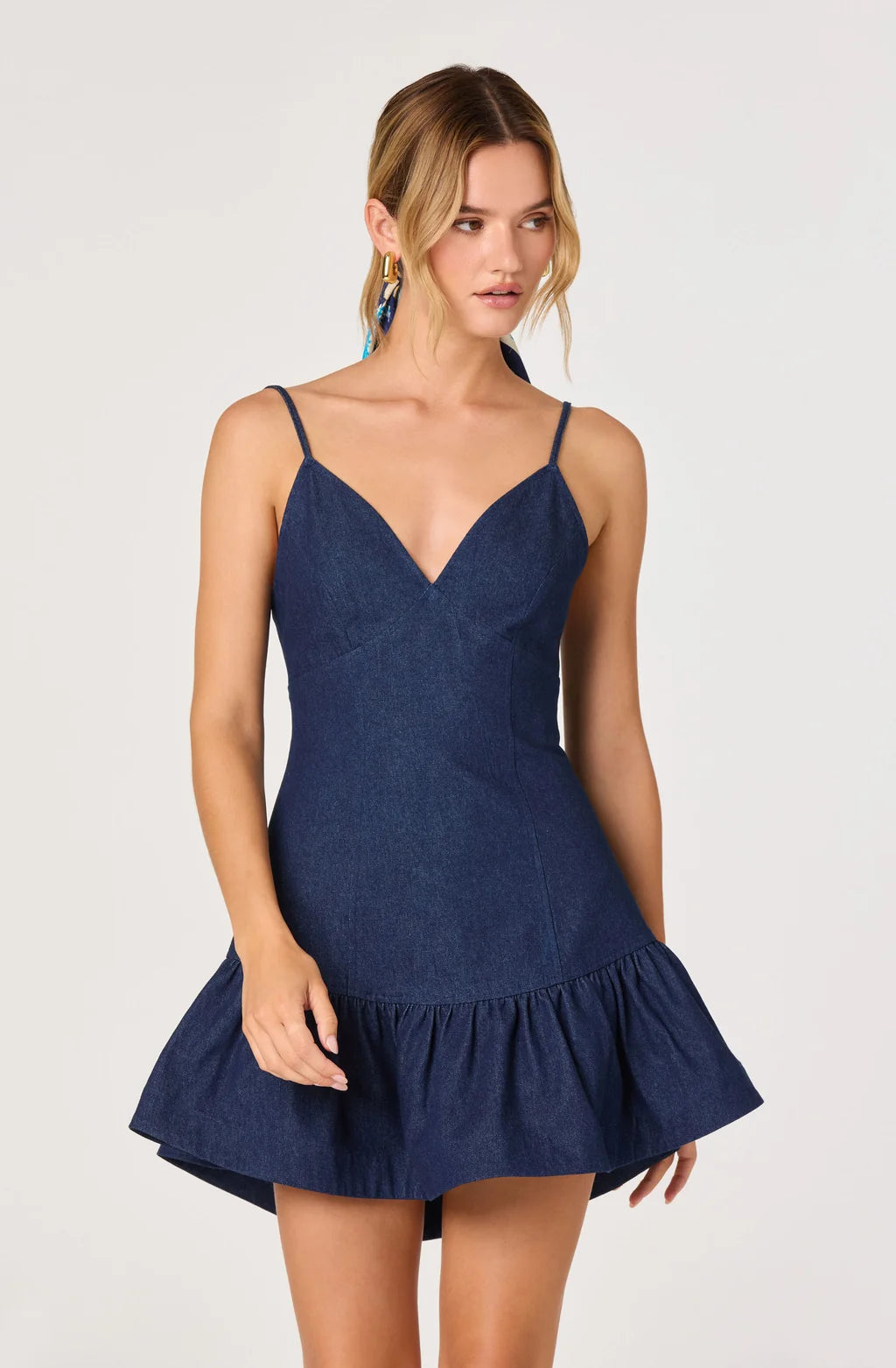 Kyndal Denim Fit & Flare Mini Dress