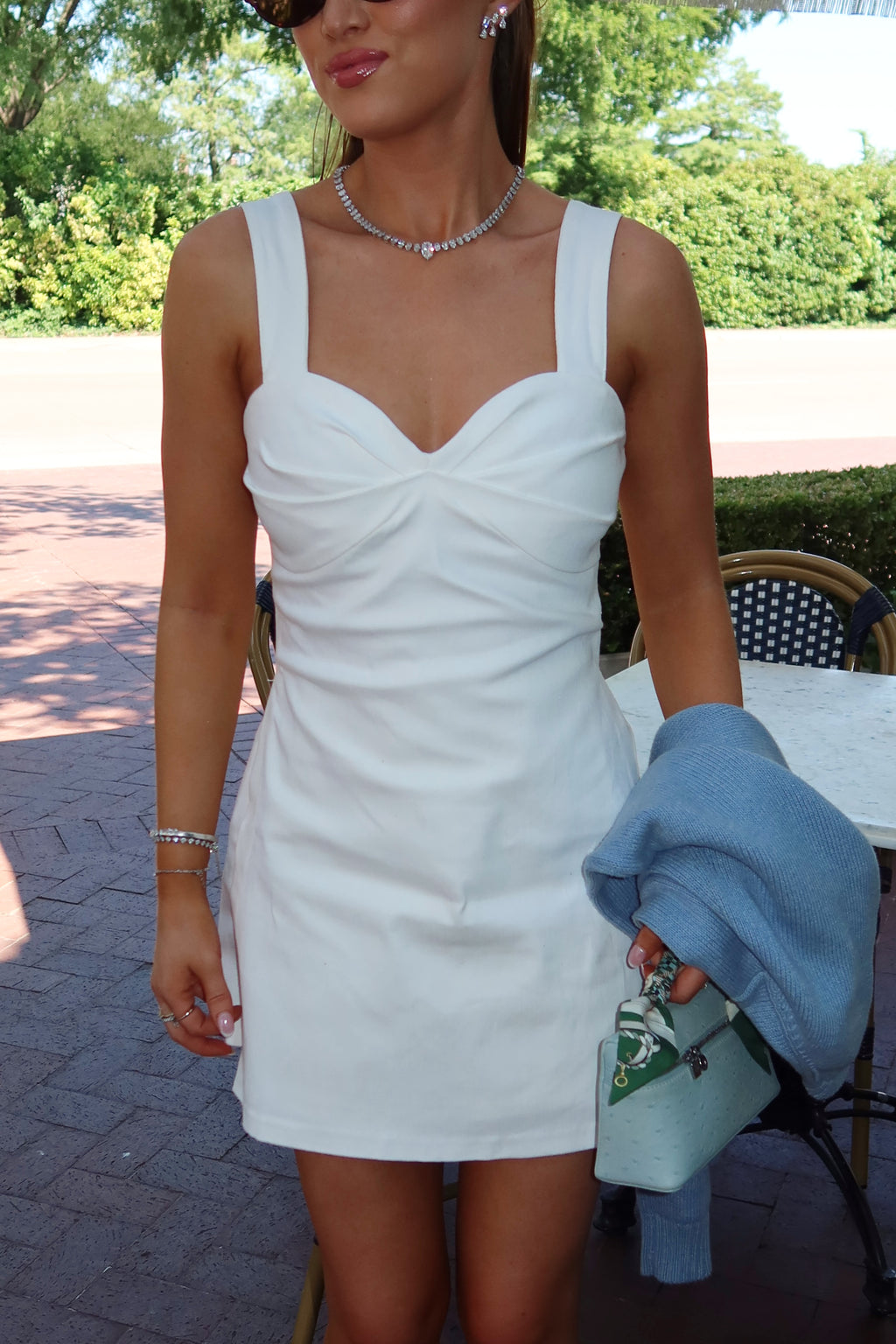 Annabelle White Denim Twist Front Romper Dress