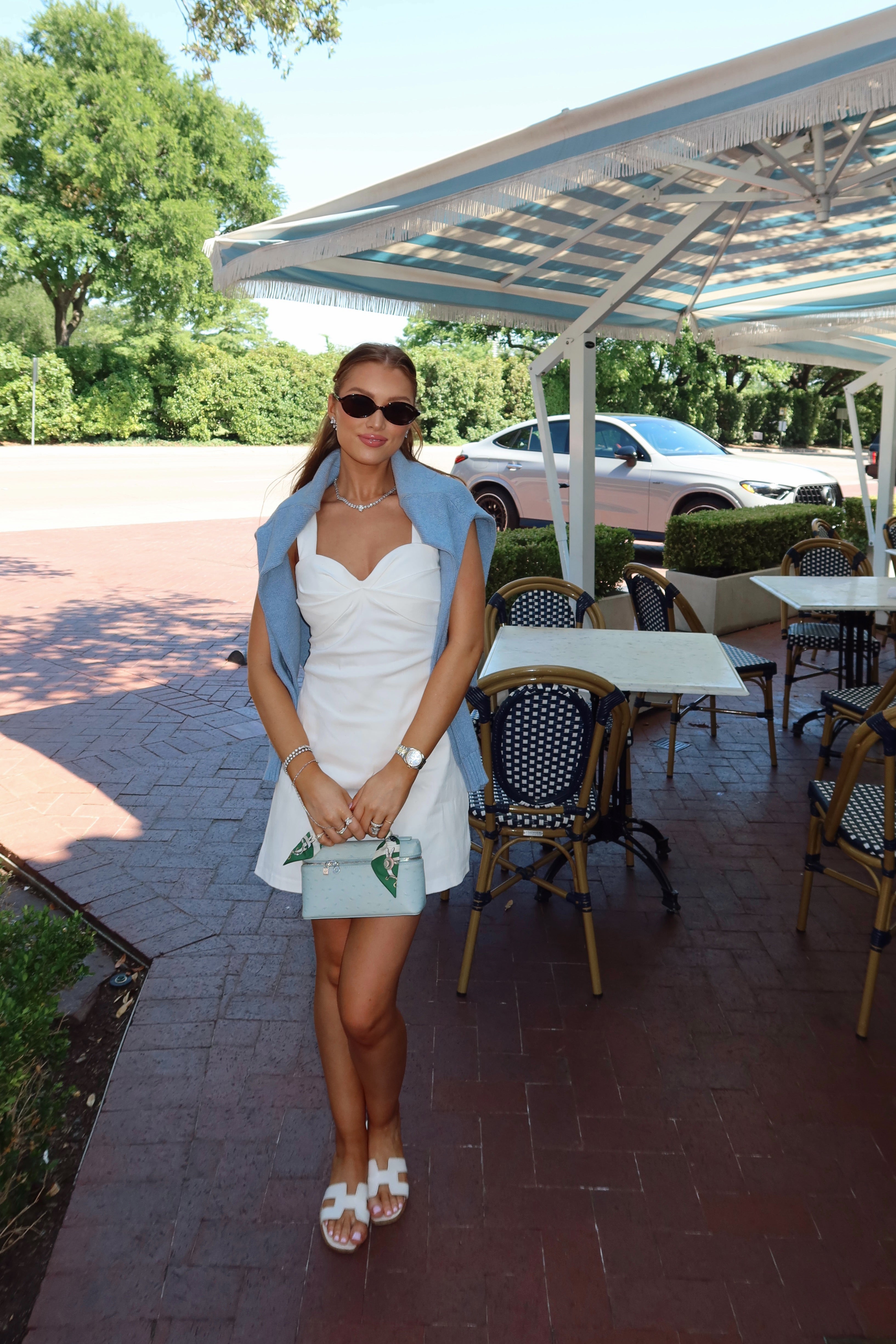 Annabelle White Denim Twist Front Romper Dress