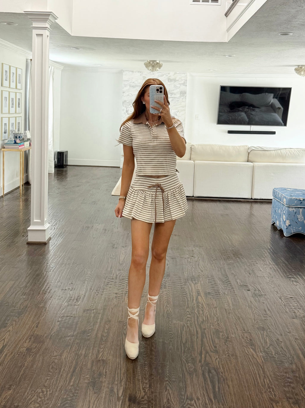 Lasiter Stripe Collared Shirt & Matching Skort