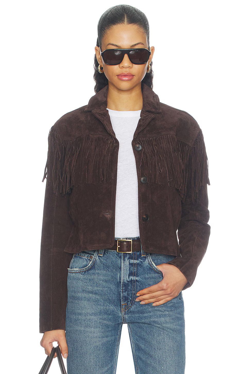 Dakota Suede Fringe Button Front Jacket