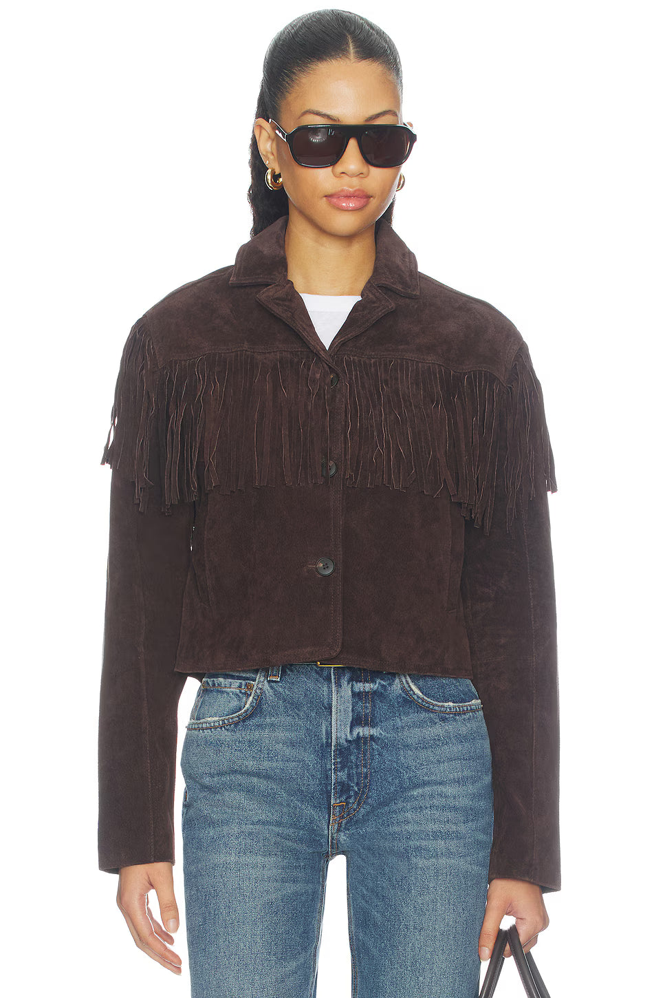 Dakota Suede Fringe Button Front Jacket