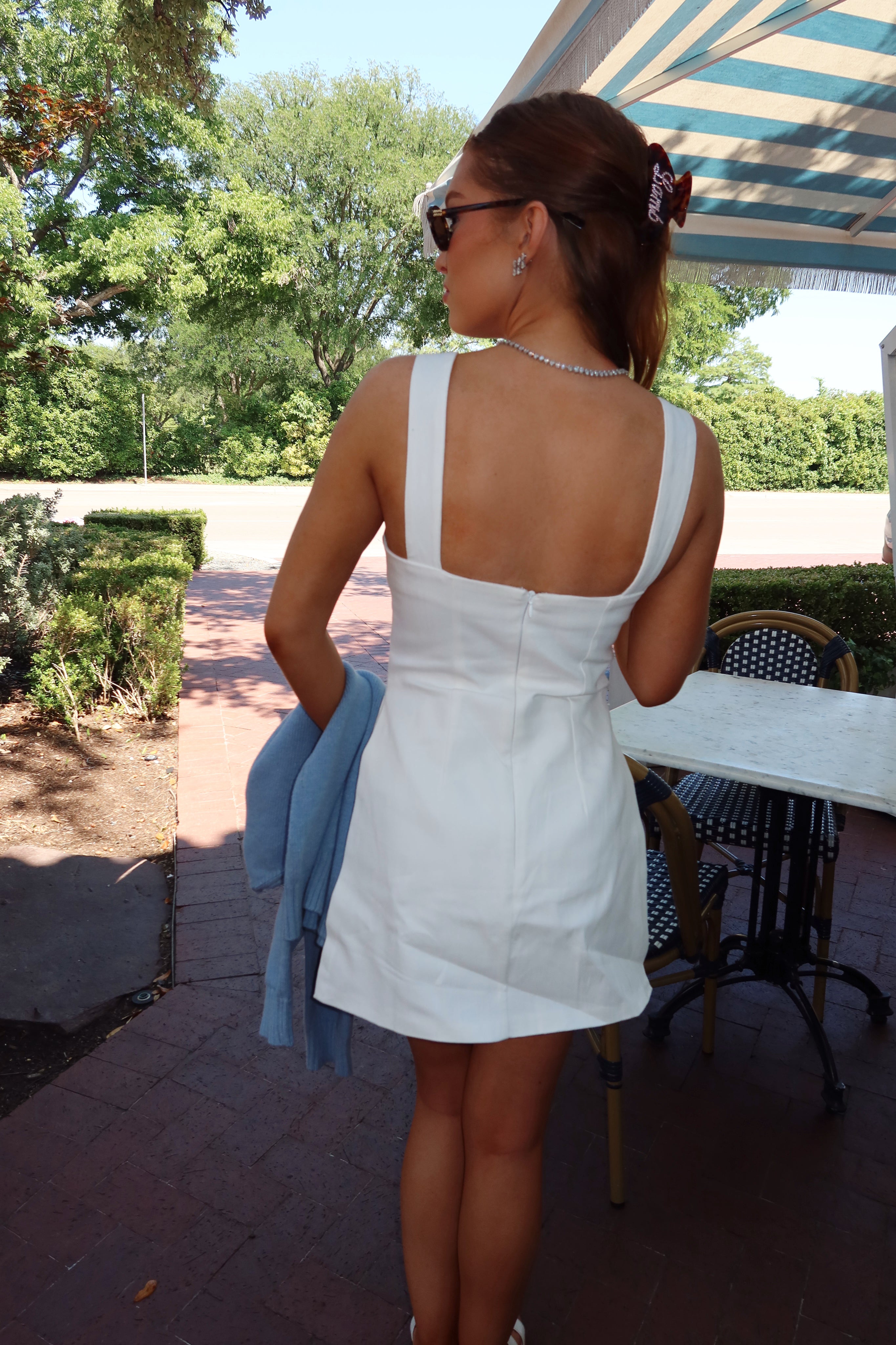 Annabelle White Denim Twist Front Romper Dress