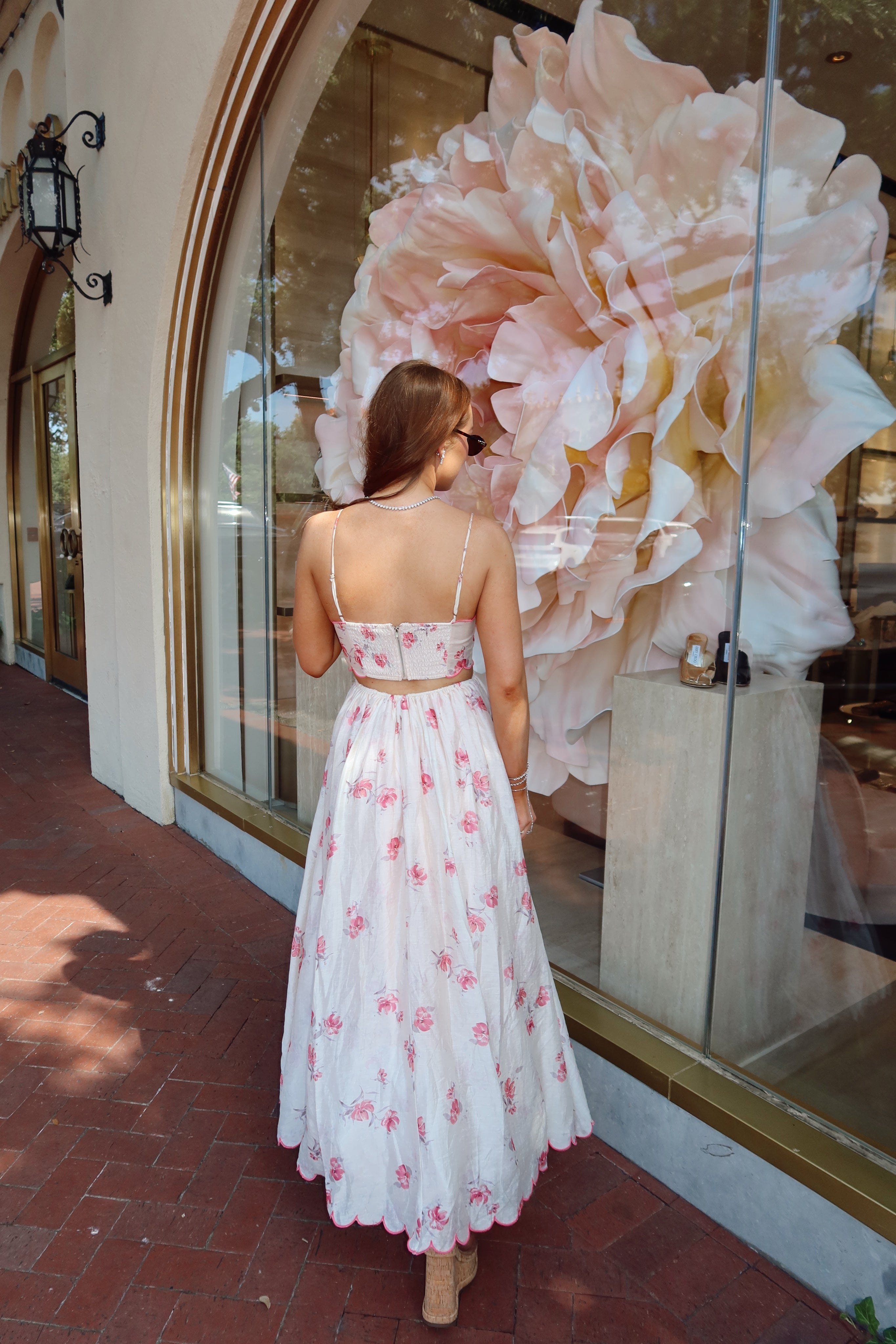 Camilla Pink Scallop Floral Maxi Dress