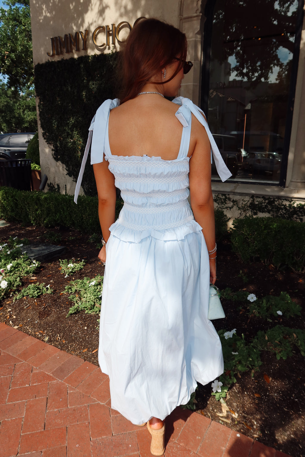 Lilibelle Baby Blue Smocked Bubble Midi Dress