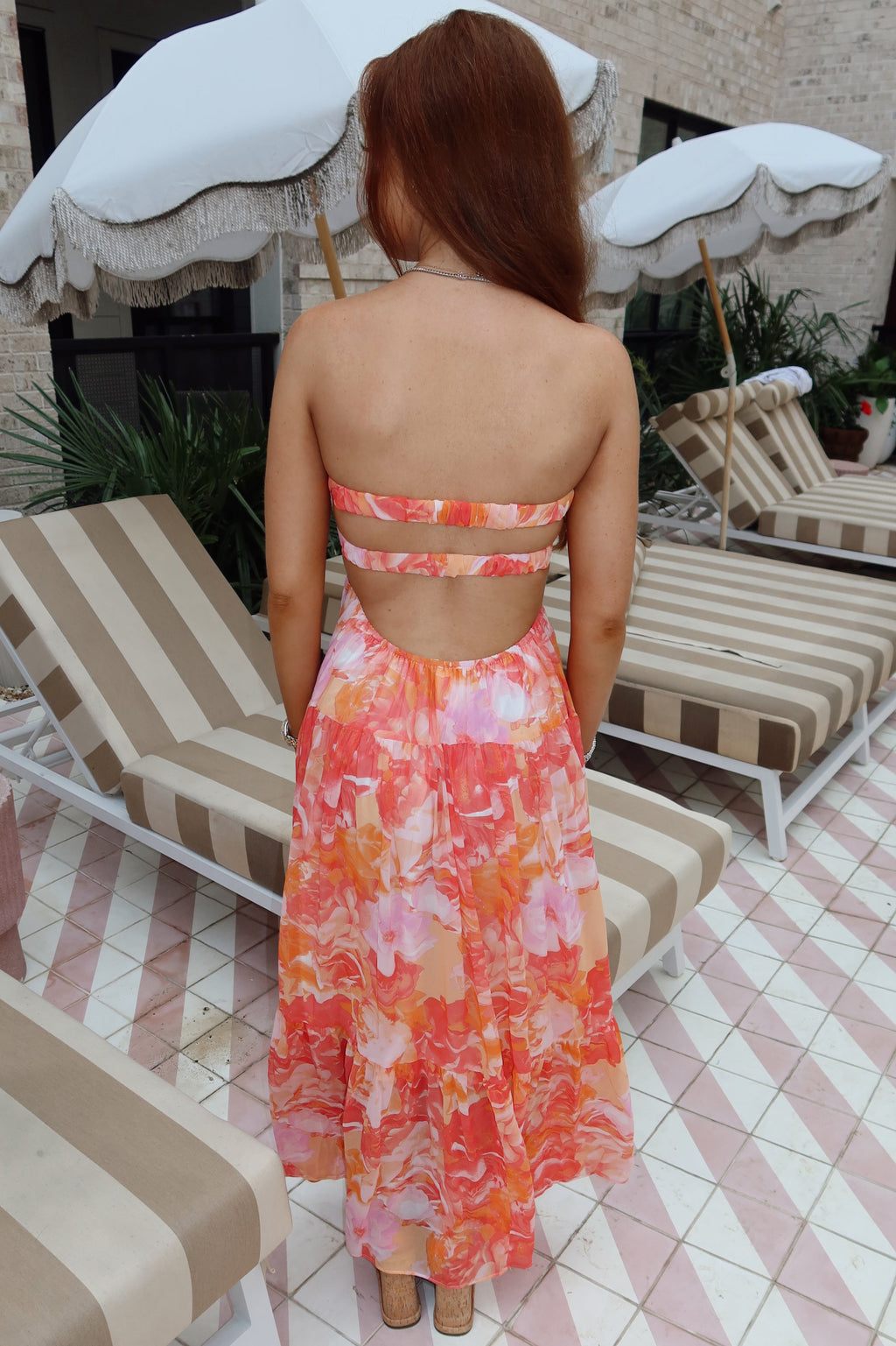 Bellini Low Back Floral Maxi Dress