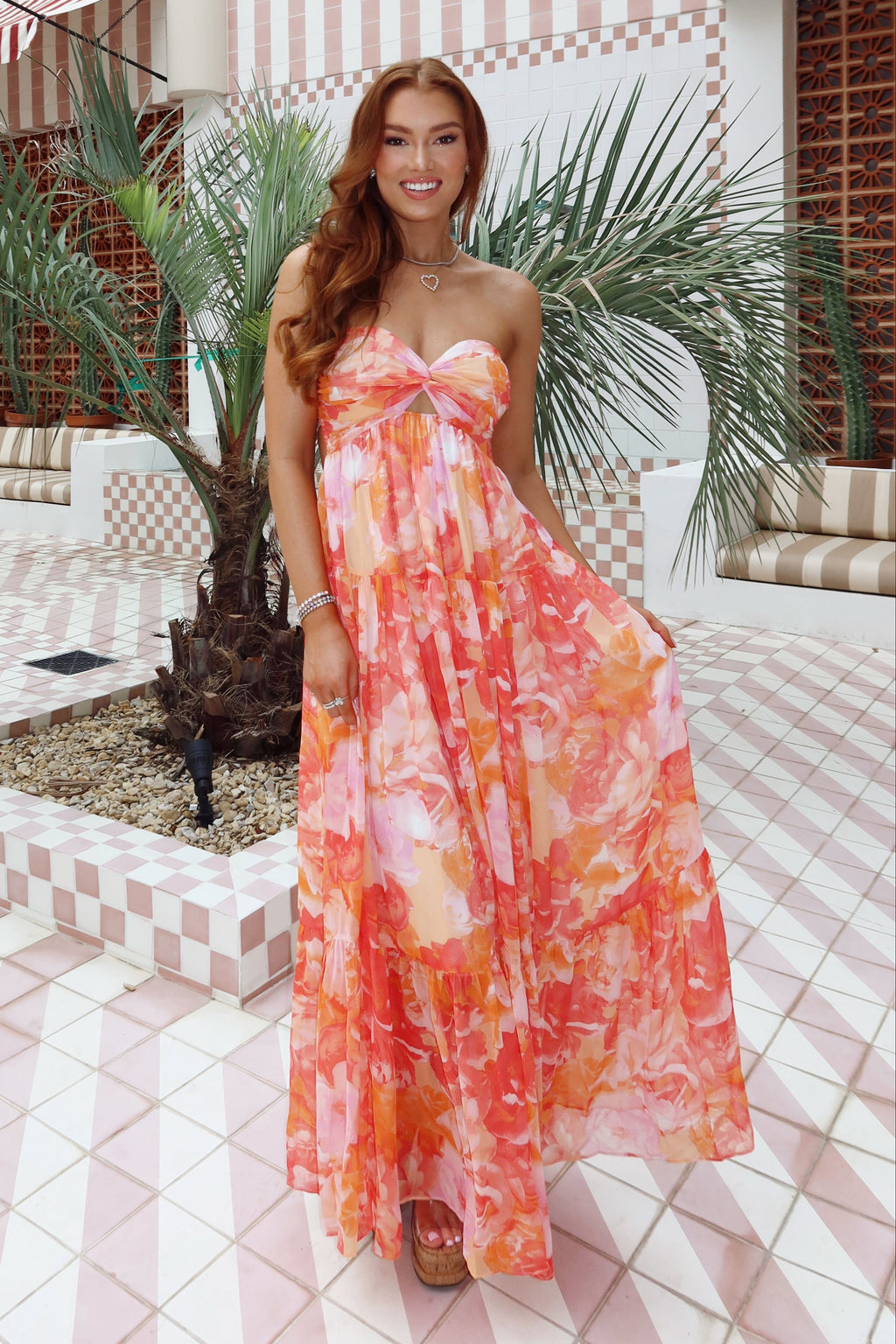 Bellini Low Back Floral Maxi Dress
