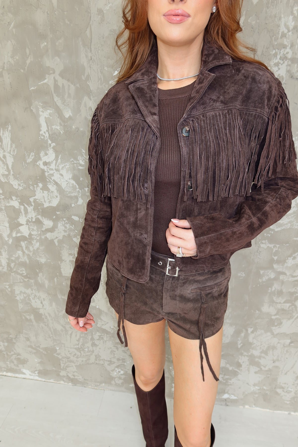 Dakota Brown Suede Mini Shorts