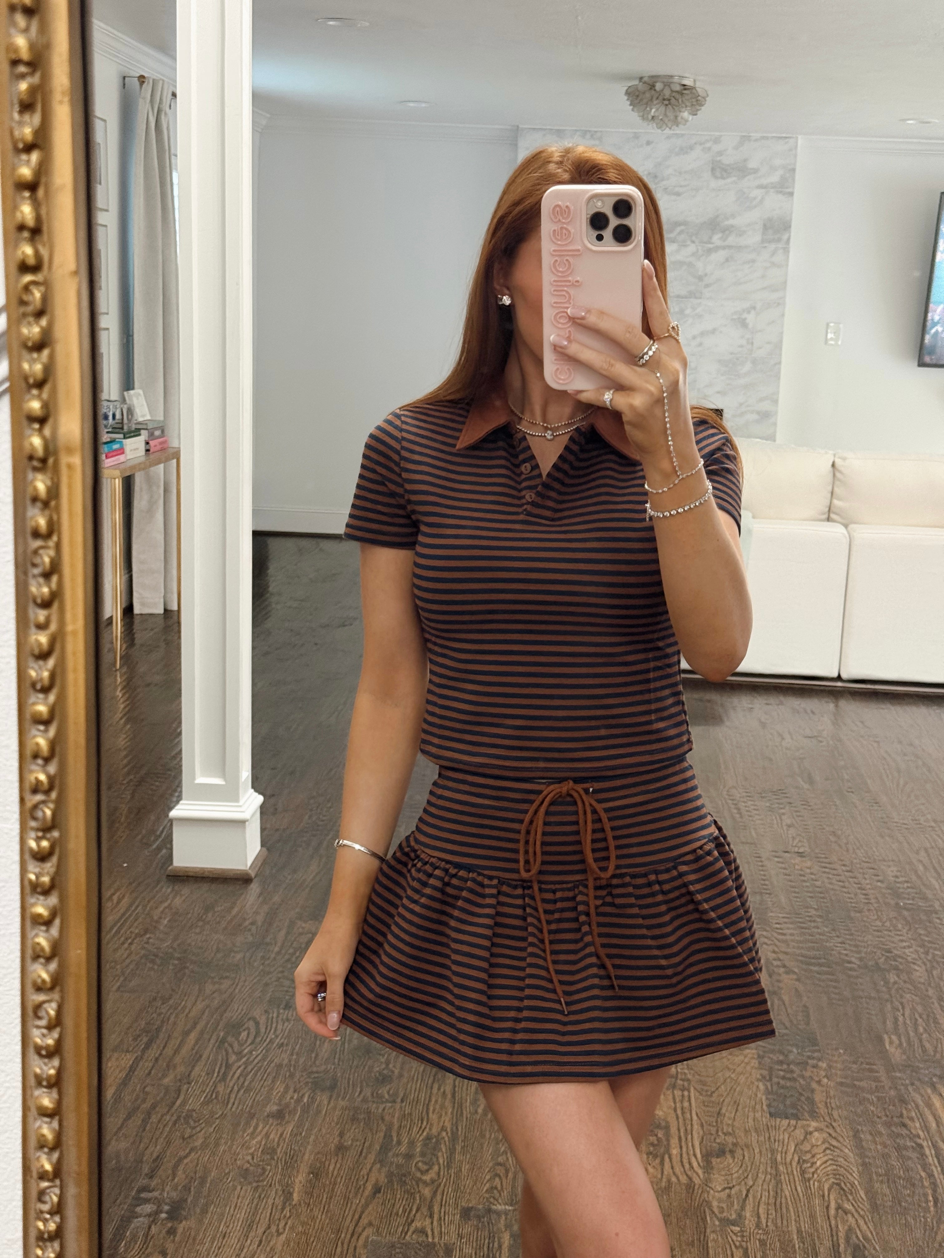 Lasiter Stripe Collared Shirt & Matching Skort