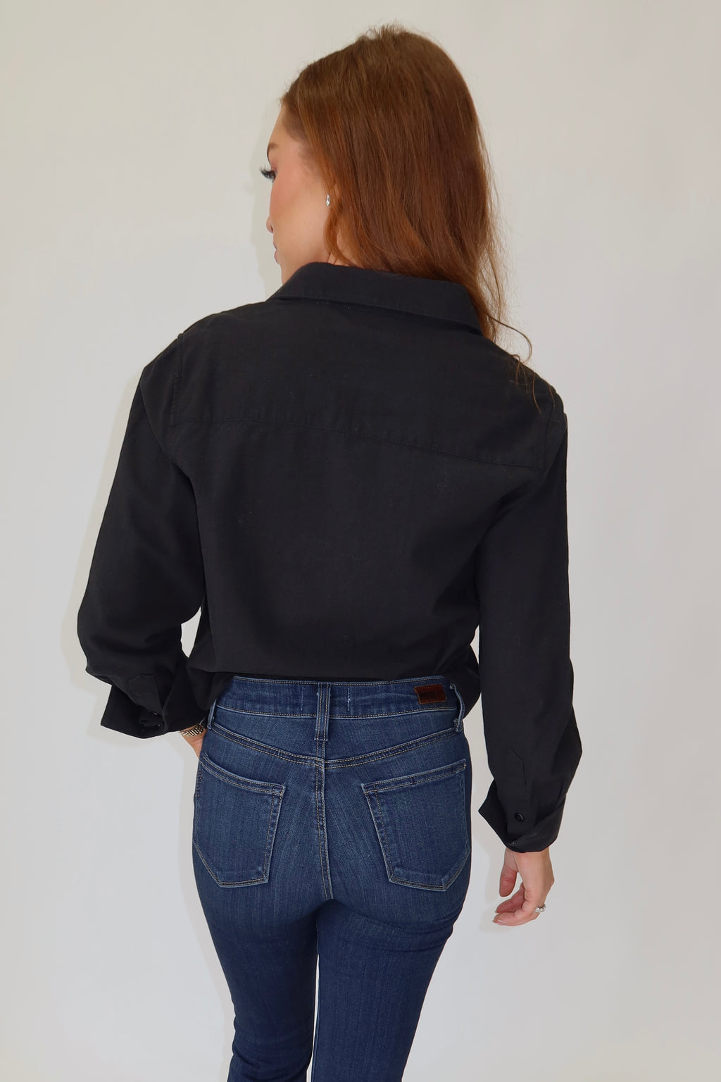 Perfectly Untucked Button Down Bodysuit - Black