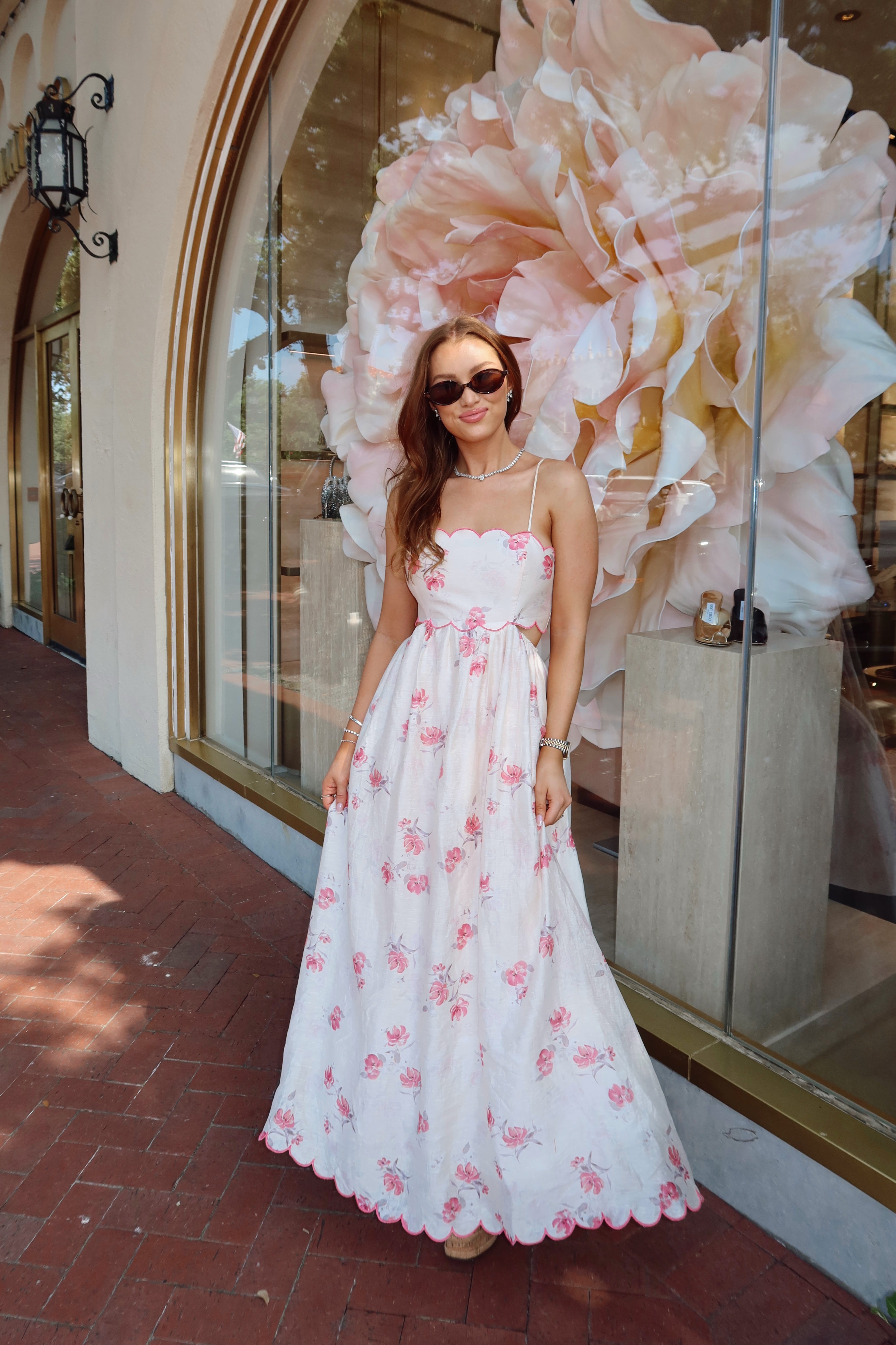 Camilla Pink Scallop Floral Maxi Dress