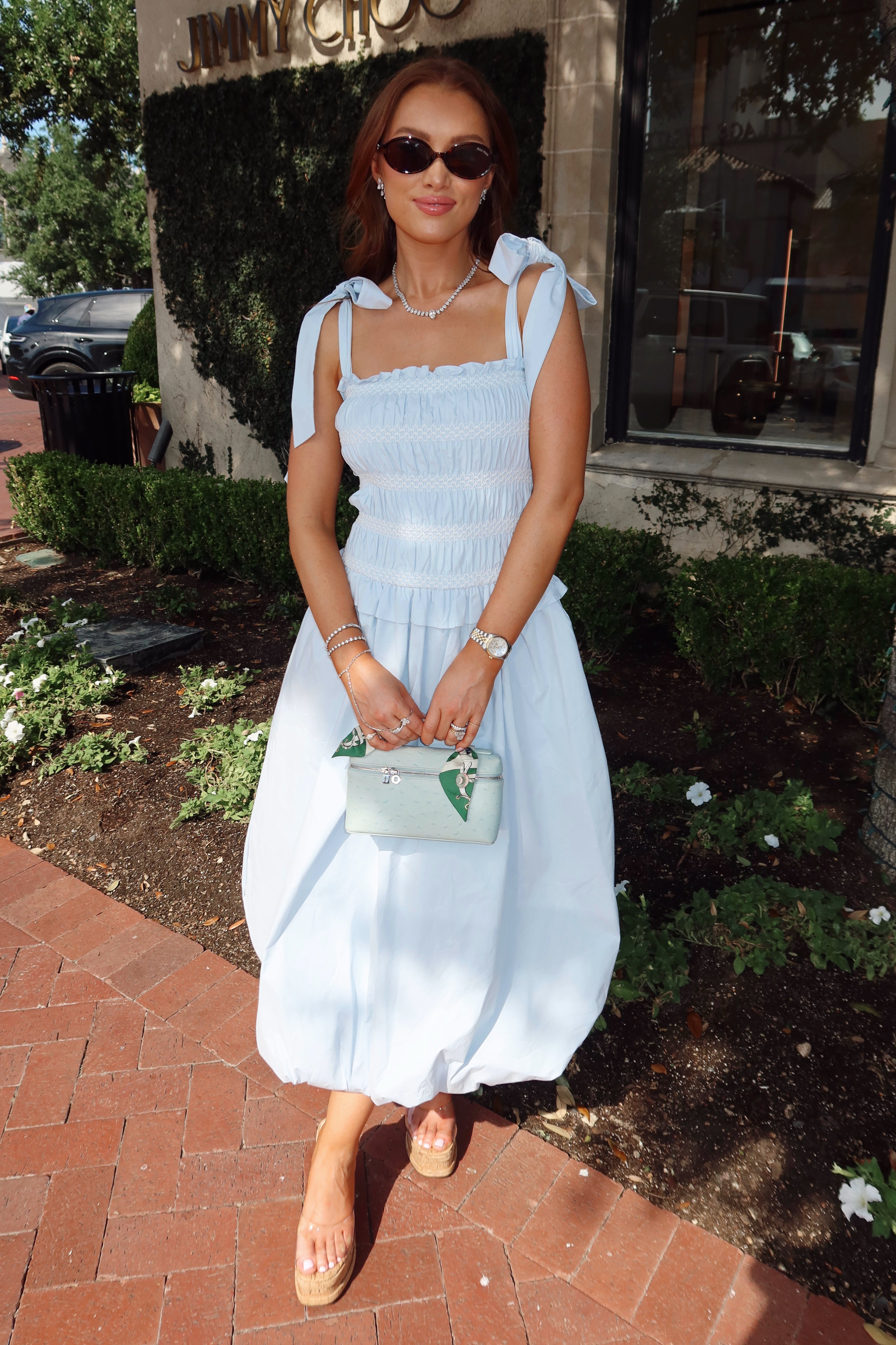 Lilibelle Baby Blue Smocked Bubble Midi Dress