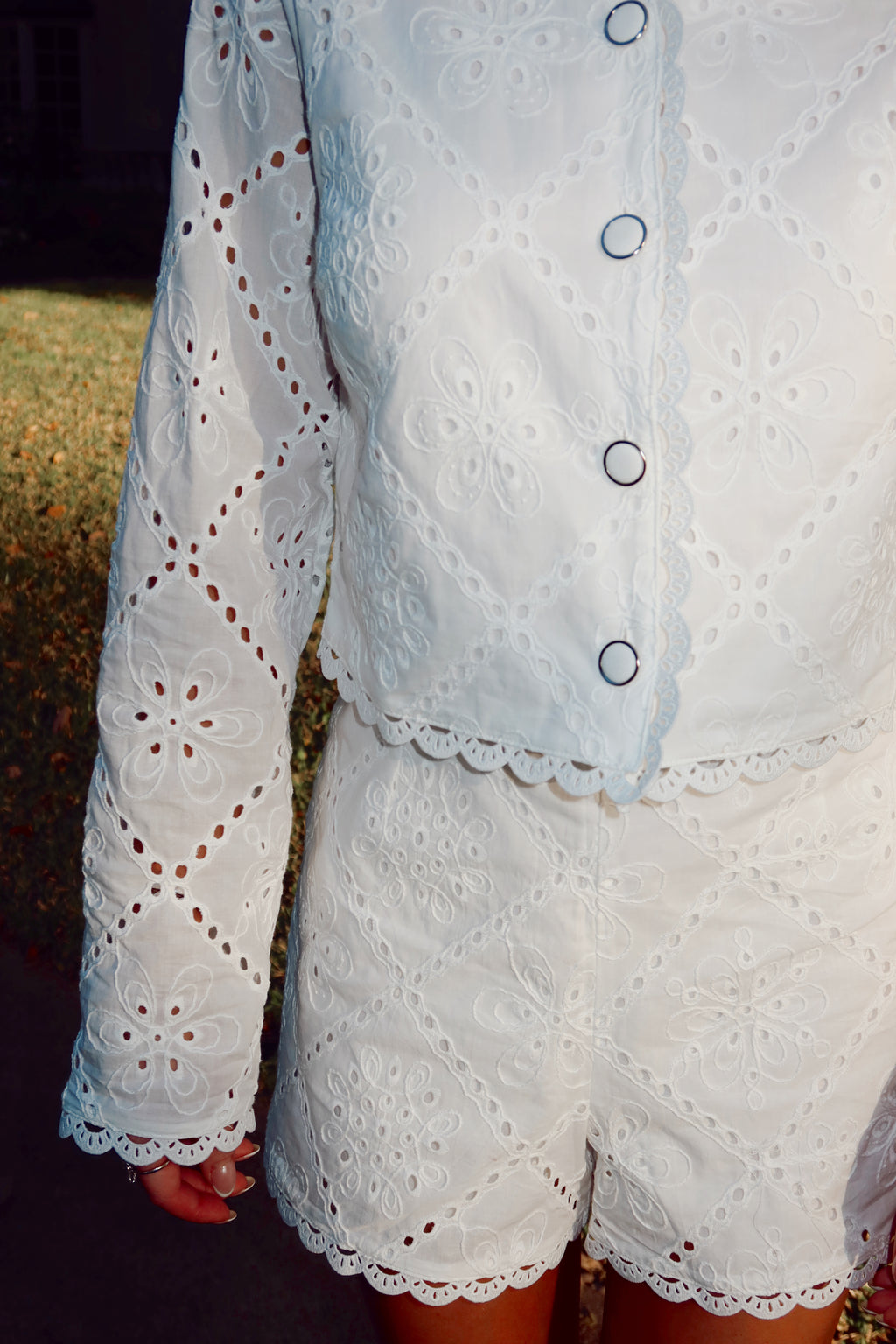 Elise Eyelet Jacket & Shorts Set
