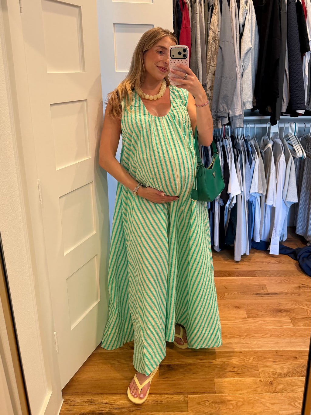 Parker Scoop Neck Green Stripe Maxi Dress
