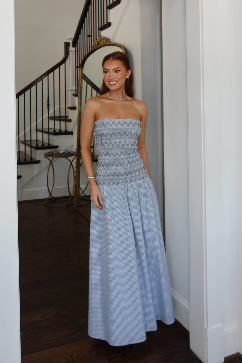 Brandi Plaid Smocked Maxi Dress