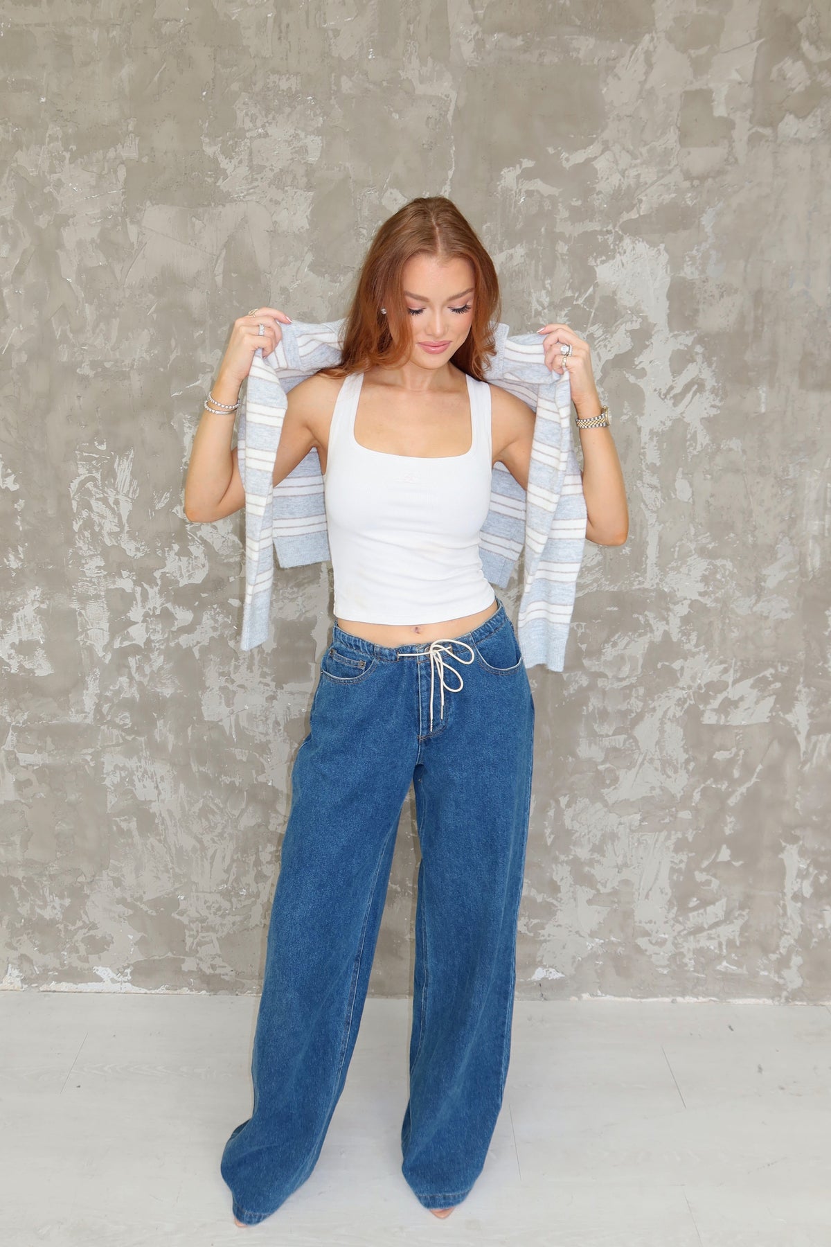 Lyle Drawstring Wide Leg Jeans