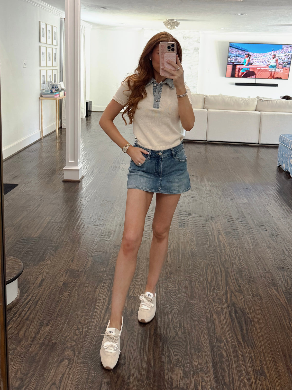 Bronwyn Denim Collar Knit Top