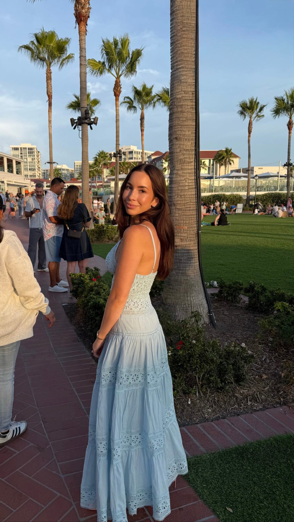 Morocco Lace Maxi Dress in Light Blue