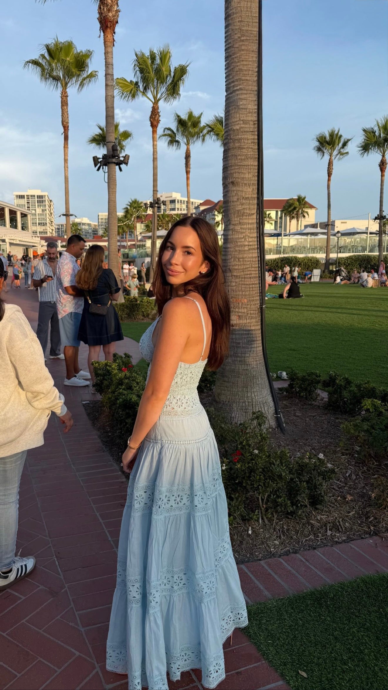 Morocco Lace Maxi Dress in Light Blue