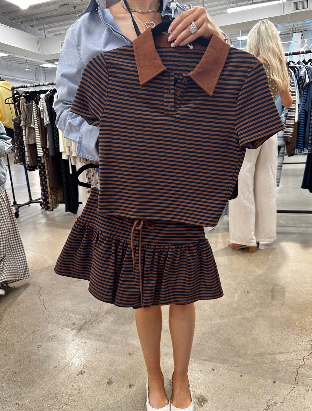 Lasiter Stripe Collared Shirt & Matching Skort