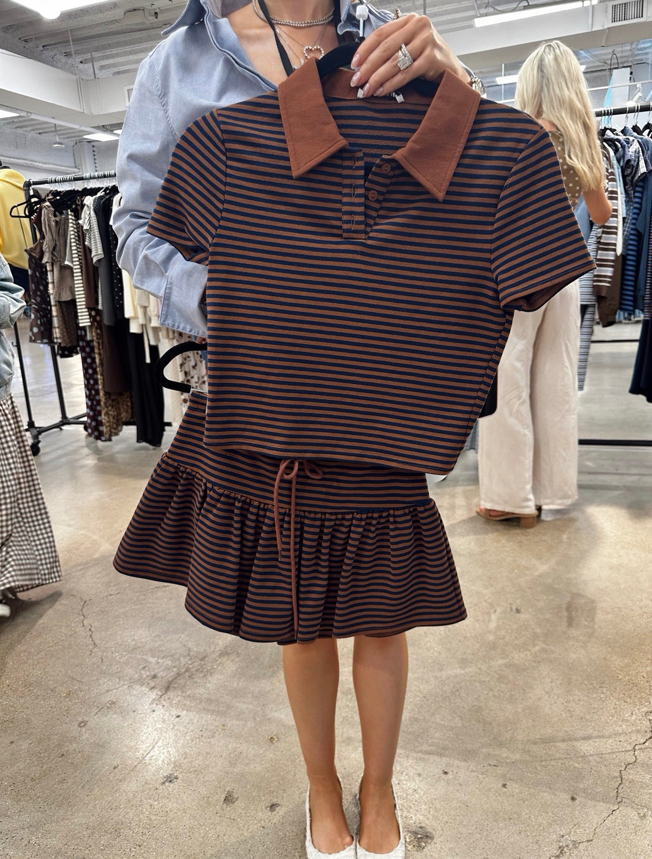 Lasiter Stripe Collared Shirt & Matching Skort