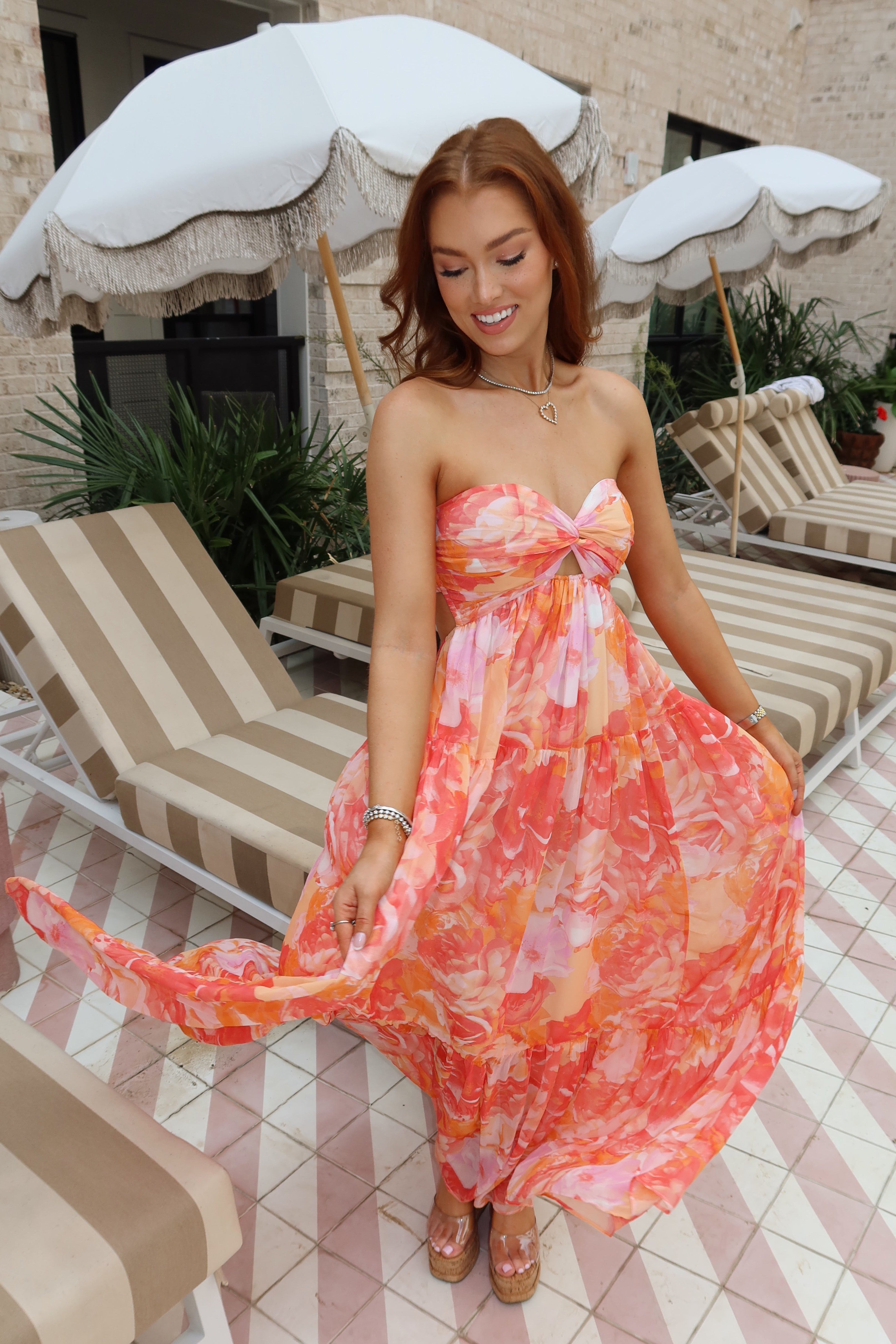 Bellini Low Back Floral Maxi Dress