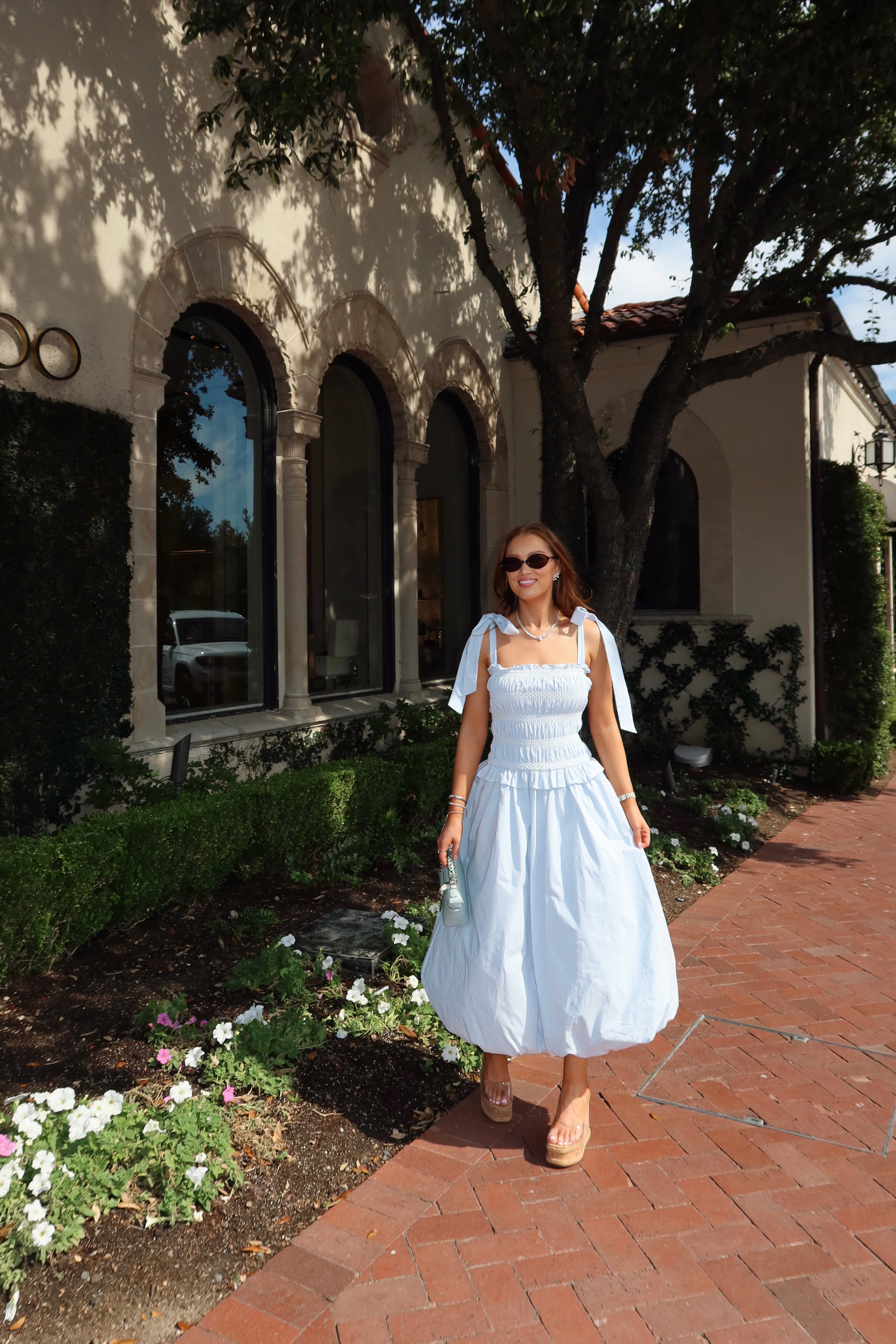 Lilibelle Baby Blue Smocked Bubble Midi Dress