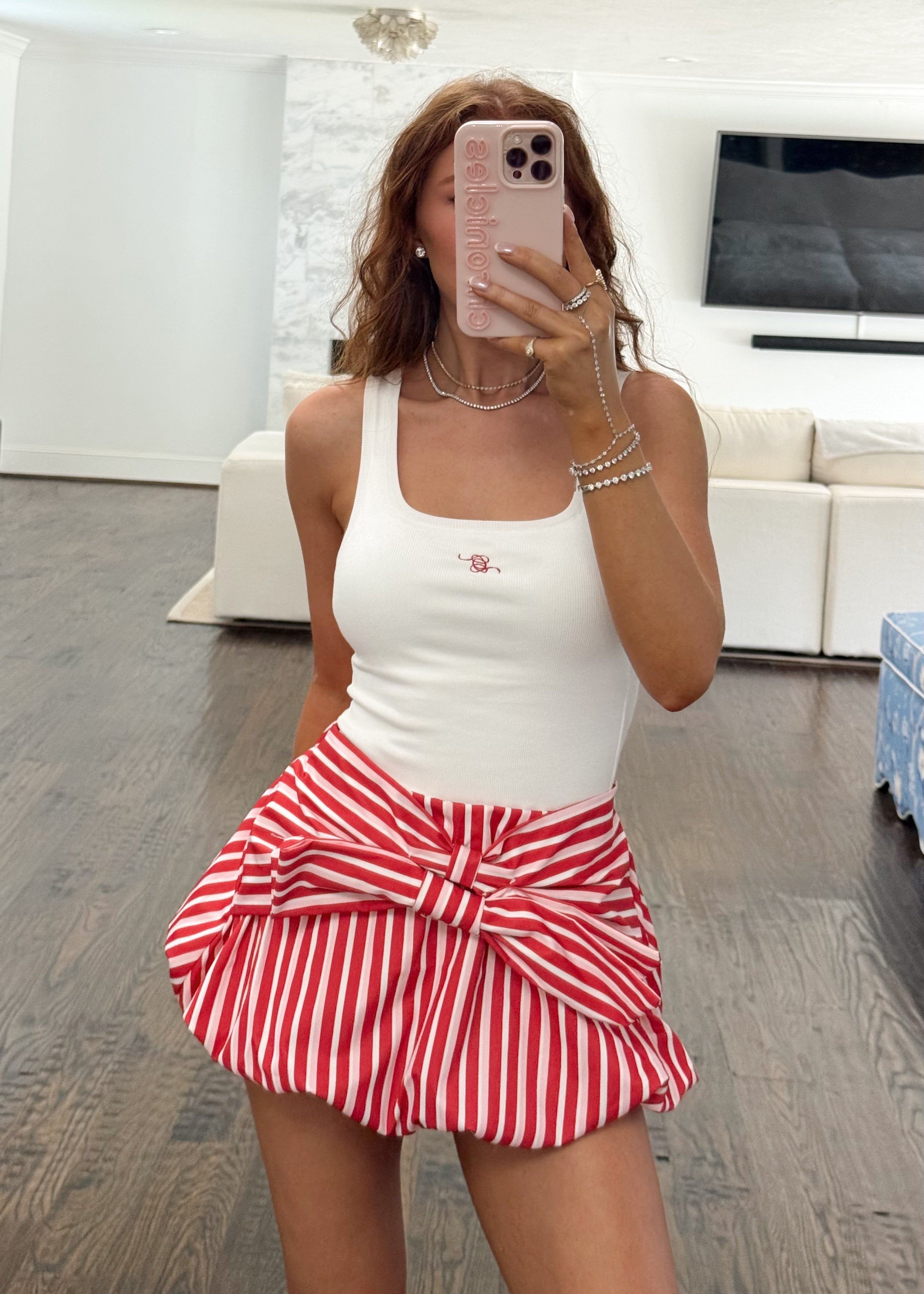 Carter Stripe Bow Bubble Skort