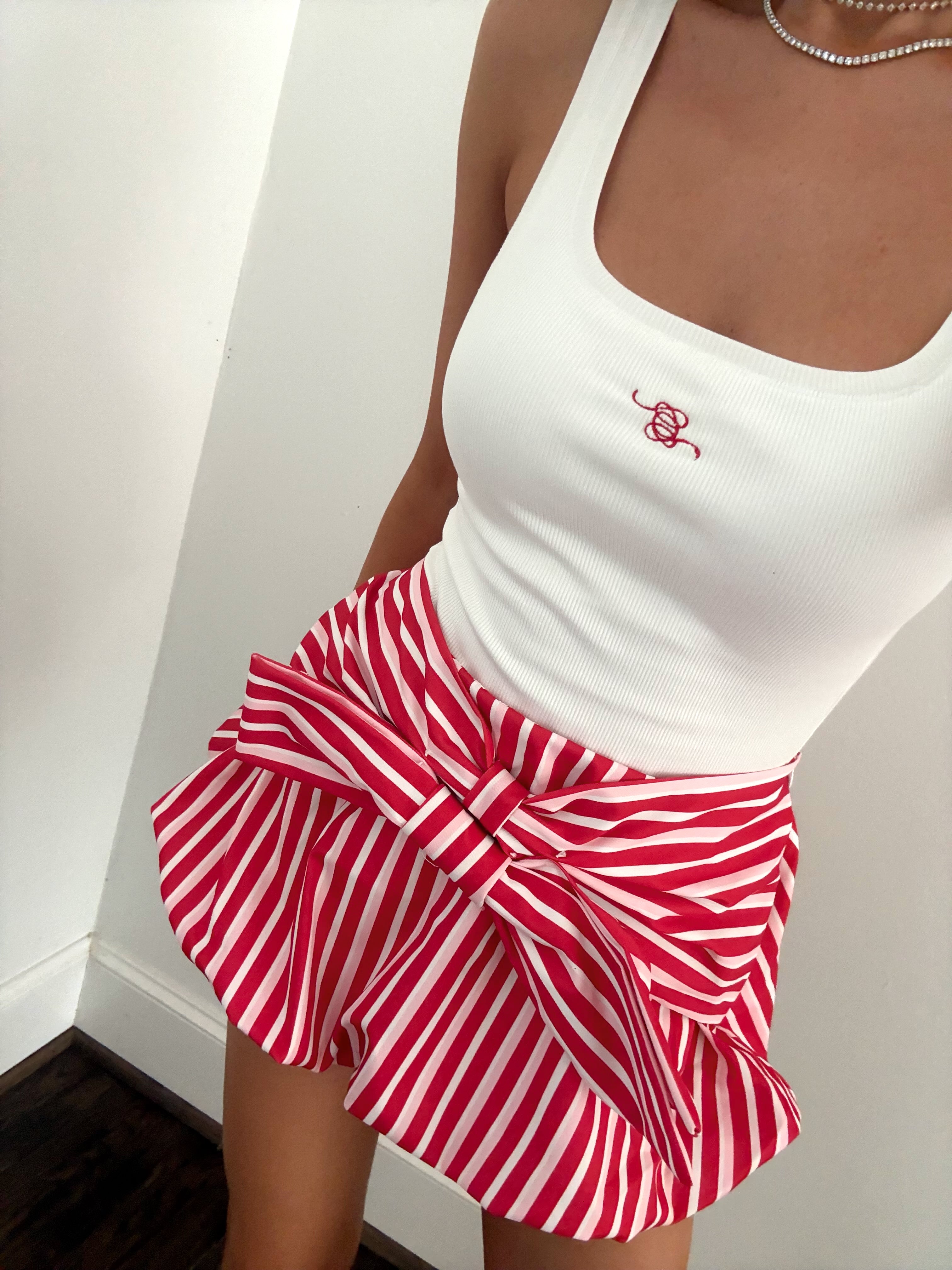 Carter Stripe Bow Bubble Skort