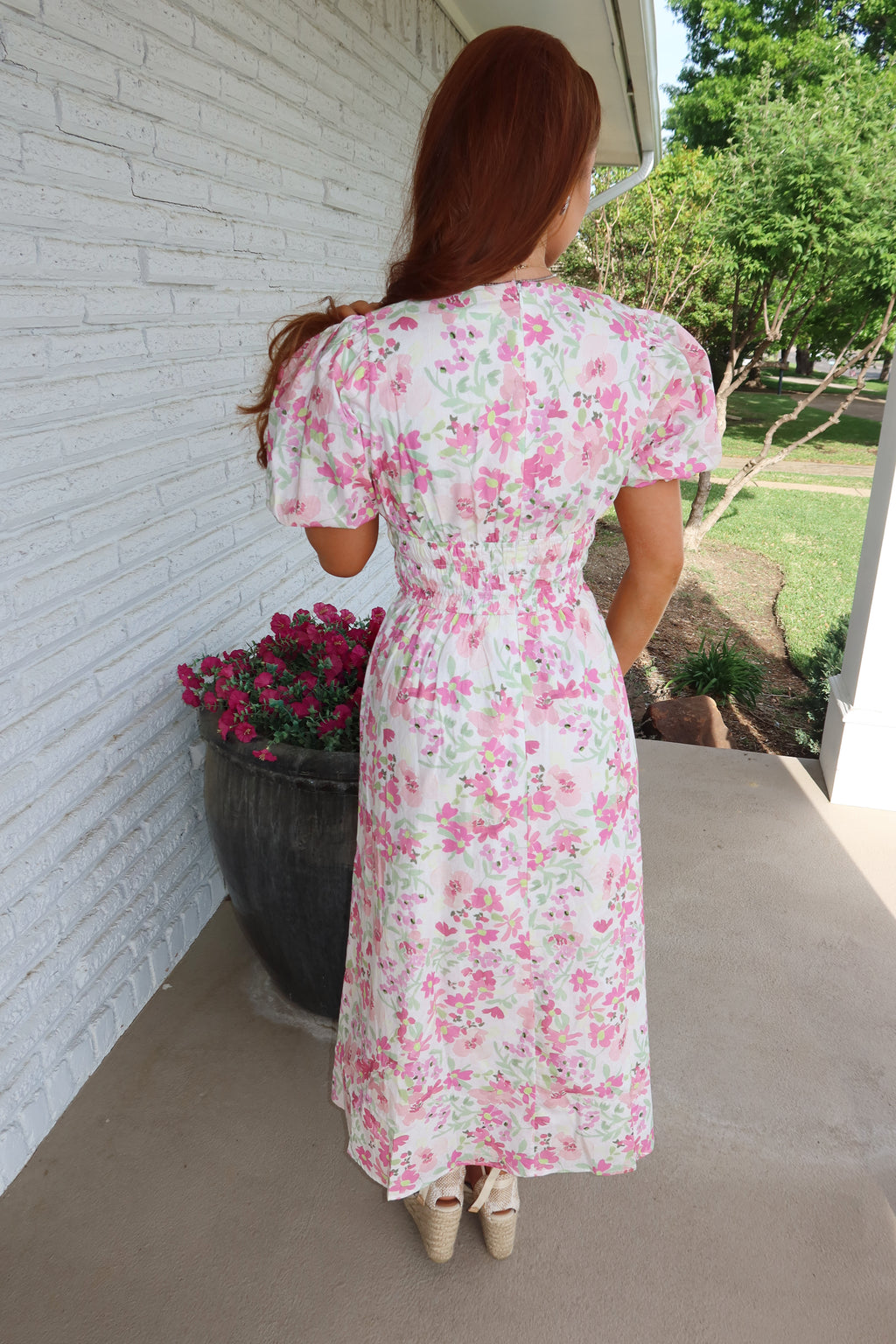 Madison Pink Floral Midi Dress