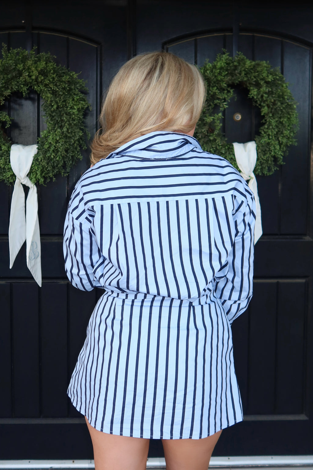 Brittany Blue Stripe Button Down Skort Set