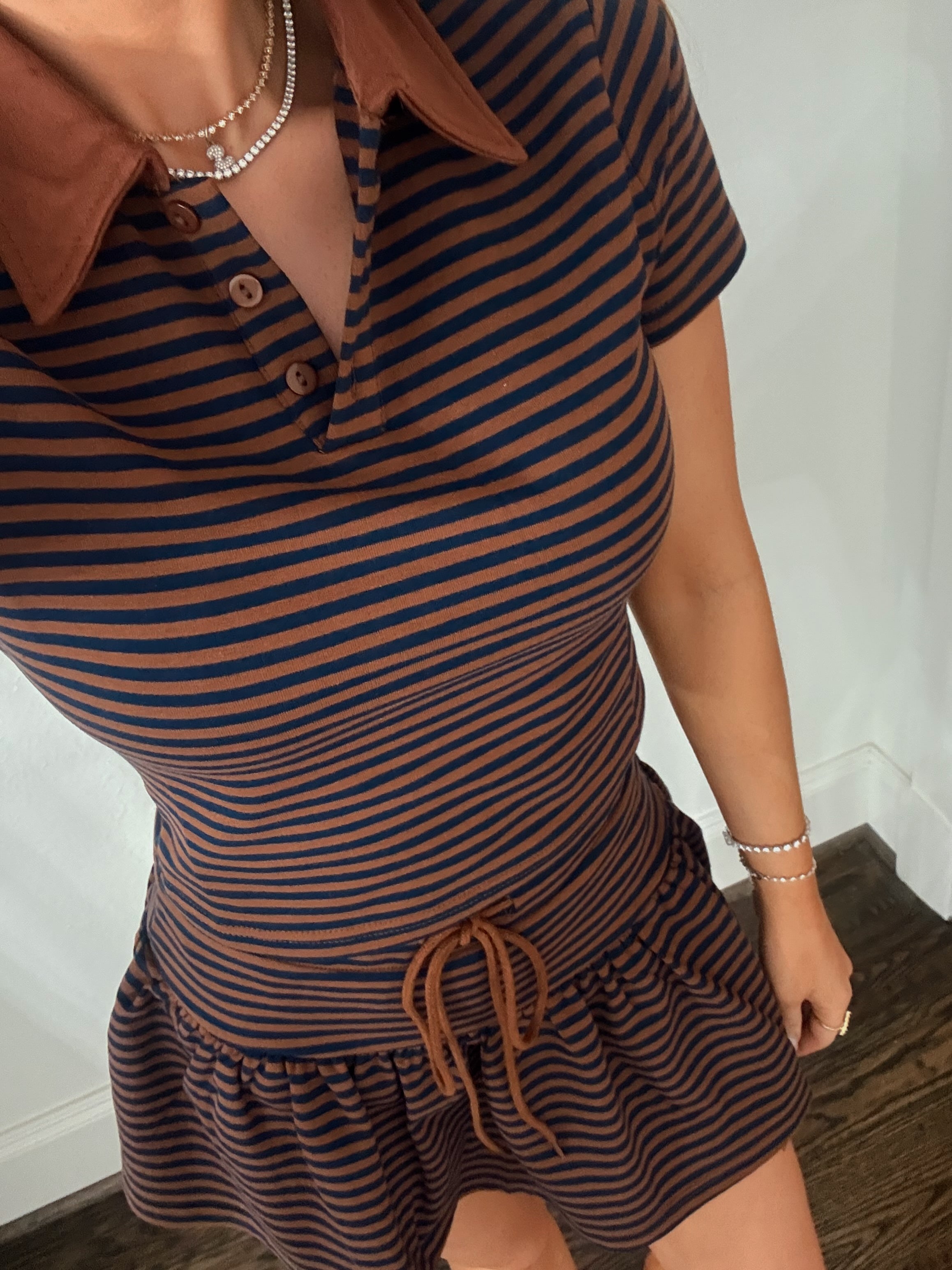 Lasiter Stripe Collared Shirt & Matching Skort