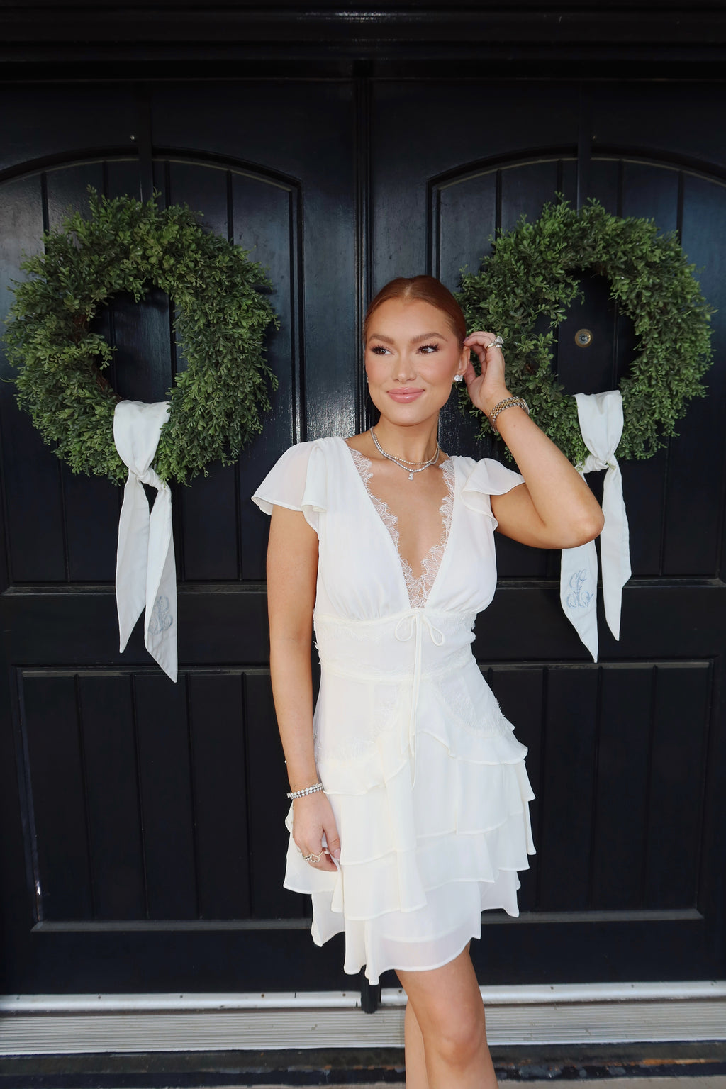 Vow To You Ivory Lace Mini Dress