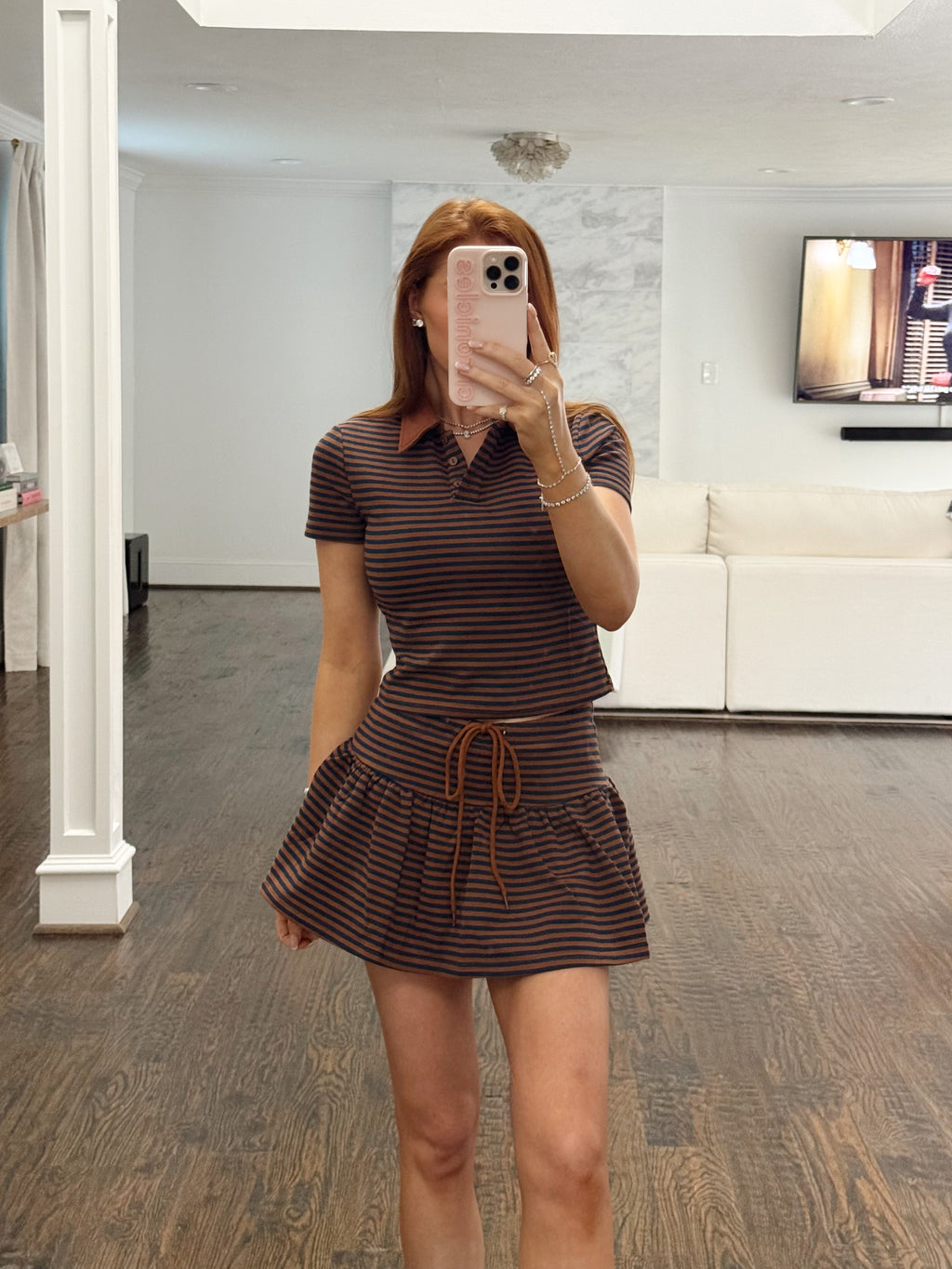 Lasiter Stripe Collared Shirt & Matching Skort