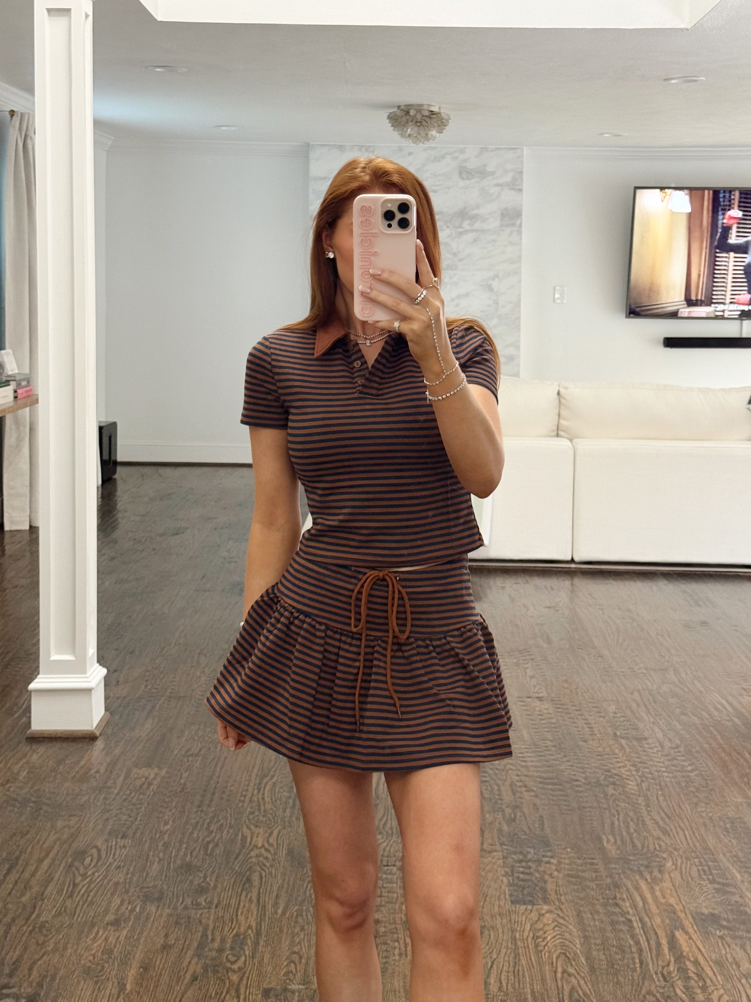 Lasiter Stripe Collared Shirt & Matching Skort